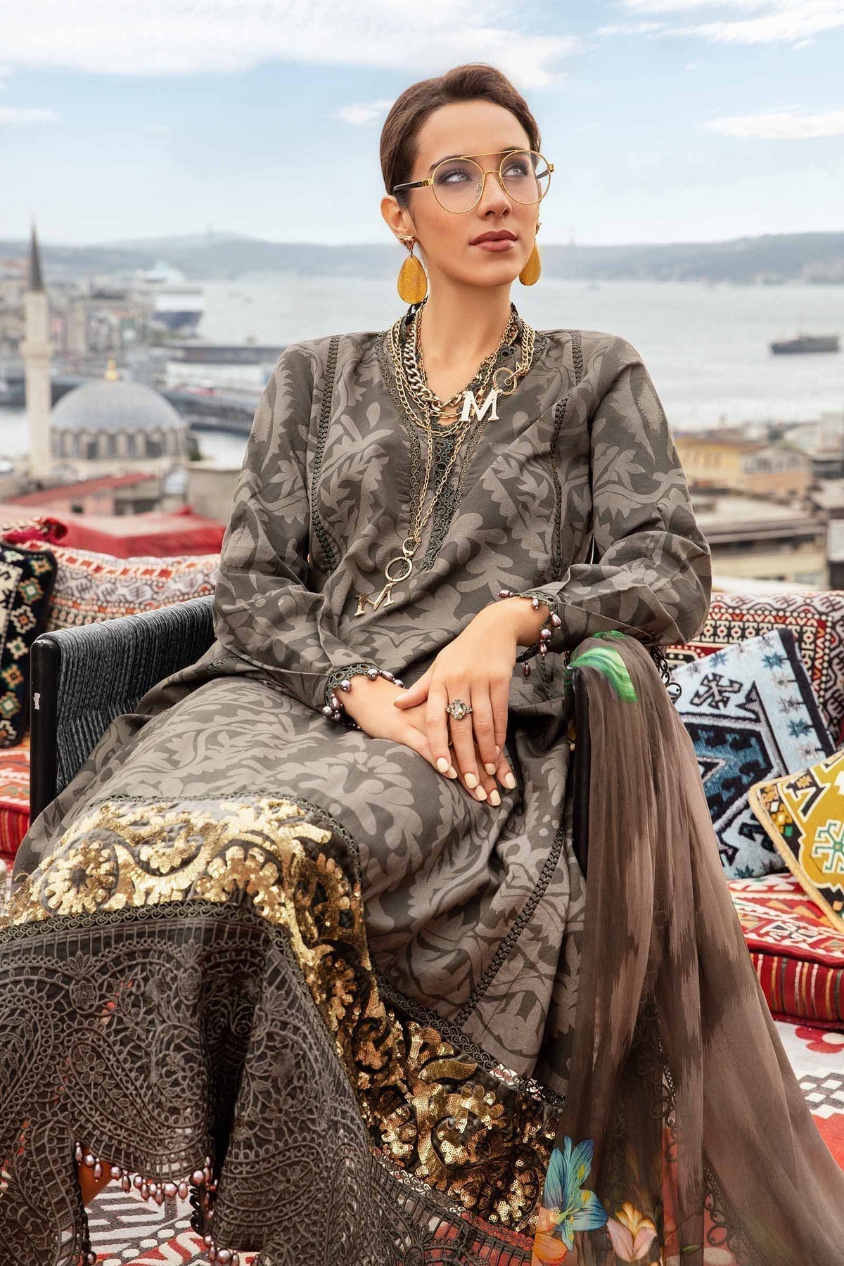 Maria B | M Prints Fall Edit 24 | MPT-2307-A by Maria B - Designer Dress  - Type : Ladies Clothes - Available at Libayah - 100% Original 