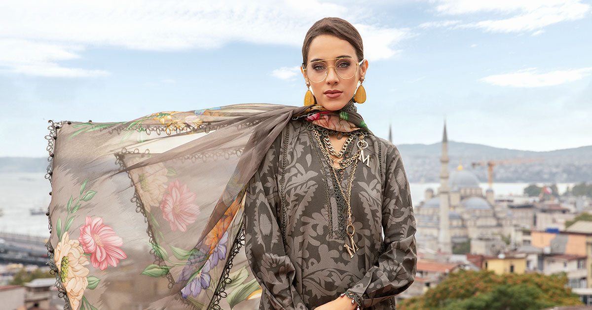 Maria B | M Prints Fall Edit 24 | MPT-2307-A by Maria B - Designer Dress  - Type : Ladies Clothes - Available at Libayah - 100% Original 