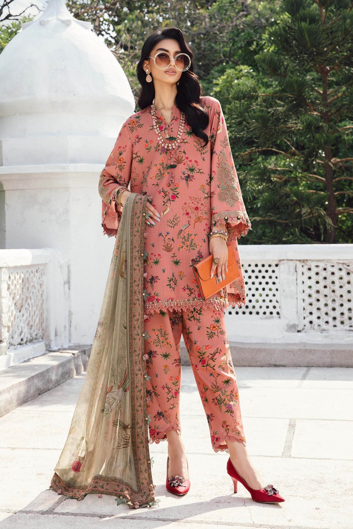 MPT-2707-A  – authentic Pakistani dress from the Maria B M Prints Winter 25 collection for women in the UK