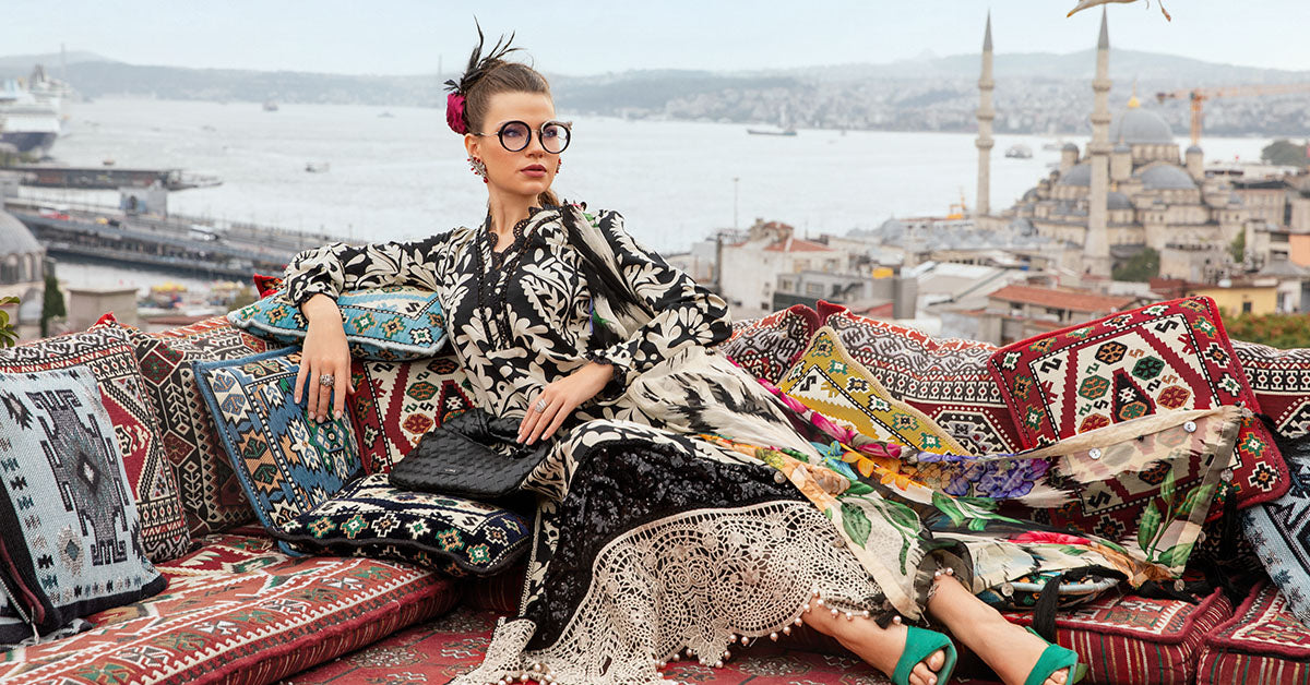 Maria B | M Prints Fall Edit 24 | MPT-2307-B by Maria B - Designer Dress  - Type : Ladies Clothes - Available at Libayah - 100% Original 