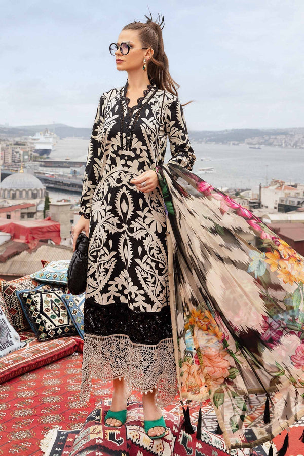 Maria B | M Prints Fall Edit 24 | MPT-2307-B by Maria B - Designer Dress  - Type : Ladies Clothes - Available at Libayah - 100% Original 