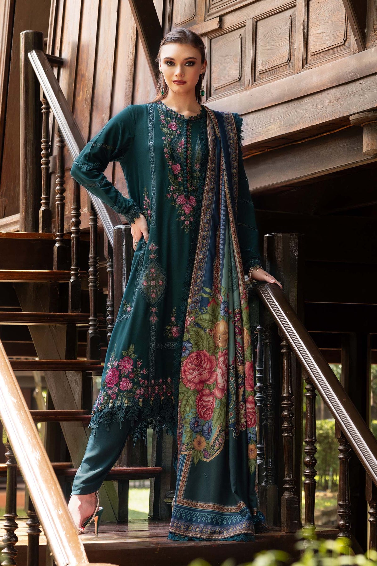 Maria B | M Prints Winter 25 | MPT-2807-B by Maria B - Designer Dress  - Type : Ladies Clothes - Available at Libayah - 100% Original 