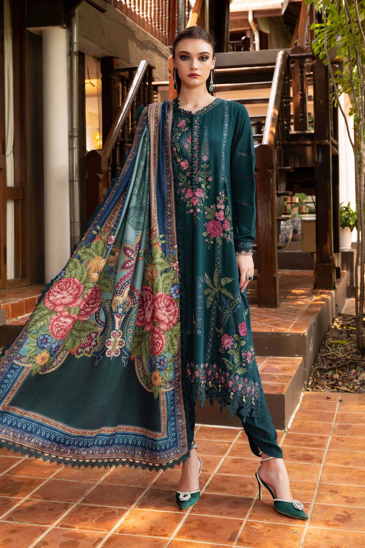 Maria B | M Prints Winter 25 | MPT-2807-B by Maria B - Designer Dress  - Type : Ladies Clothes - Available at Libayah - 100% Original 