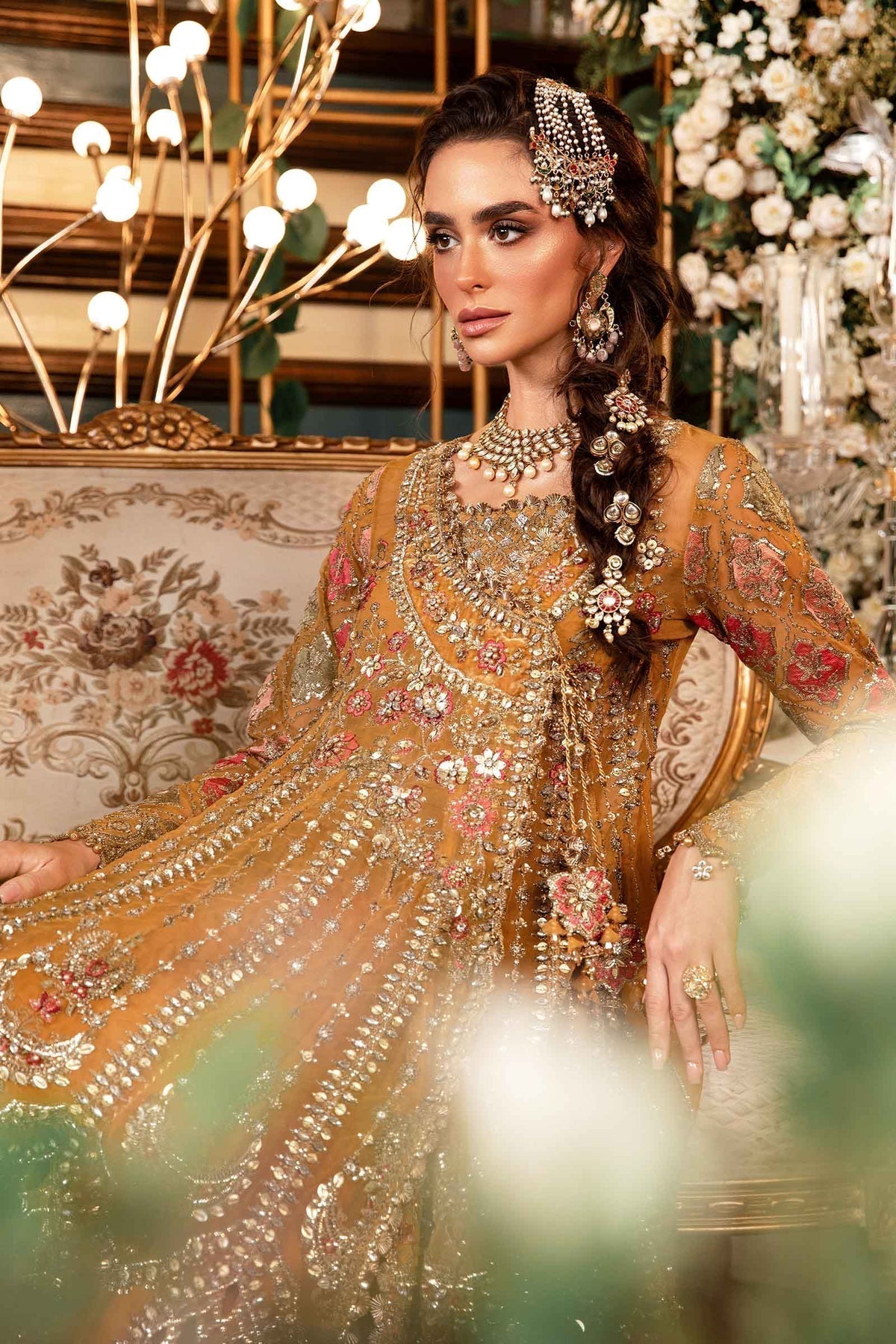 Maria B | Mbroidered Formals 24 | Organza Suit | BD-2907 by Maria B - Designer Dress  - Type : Wedding Dress - Available at Libayah - 100% Original 