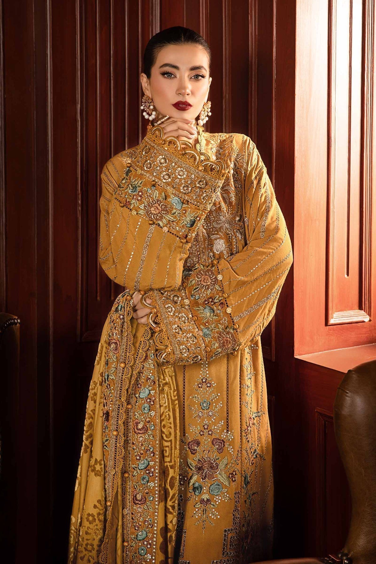 Maria B | Winter Luxe 24 | Velvet DL-1207 by Maria B - Designer Dress  - Type : Ladies Clothes - Available at Libayah - 100% Original 