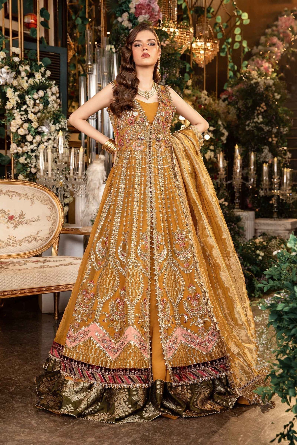 Maria B | Mbroidered Formals 24 | Organza Suit | BD-2907 by Maria B - Designer Dress  - Type : Wedding Dress - Available at Libayah - 100% Original 