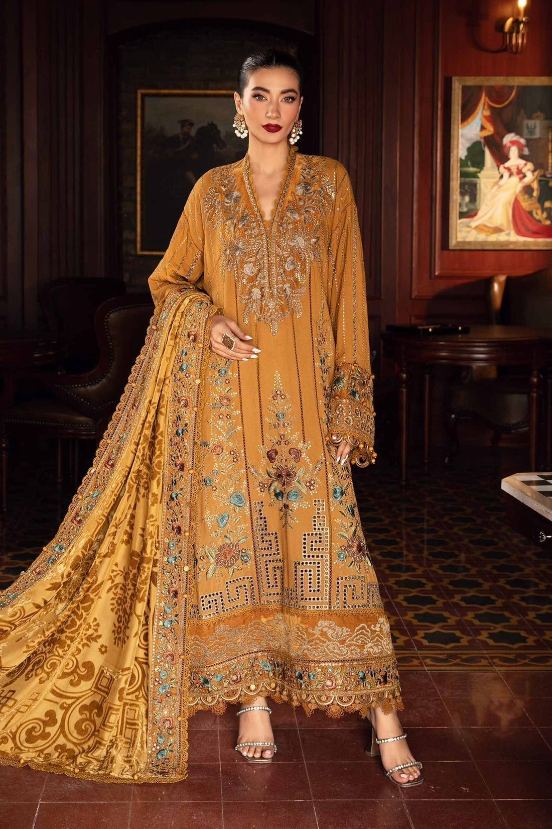 Maria B | Winter Luxe 24 | Velvet DL-1207 by Maria B - Designer Dress  - Type : Ladies Clothes - Available at Libayah - 100% Original 