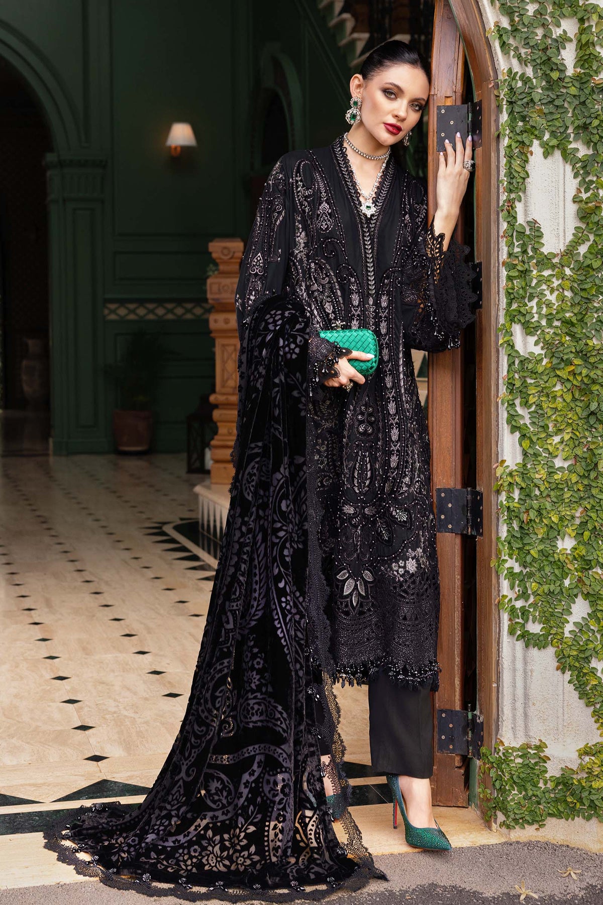 Maria B | Winter Luxe 25 | WL-1307 by Maria B - Designer Dress - Type : Ladies Clothes - Available at Libayah - 100% Original 