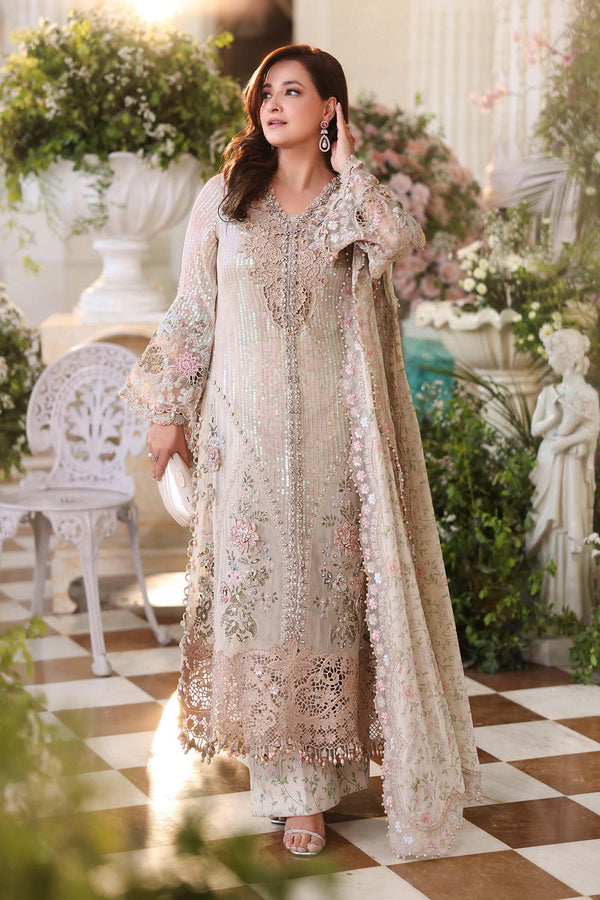 Maria b | Chiffon Formals 26 | MPC-26-107-Ivory Beige by Maria B - Designer Dress  - Type : Ladies Clothes - Available at Libayah - 100% Original 