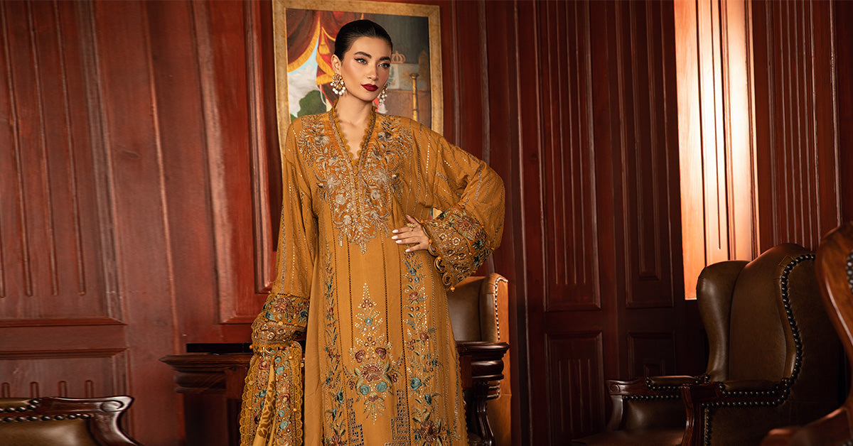 Maria B | Winter Luxe 24 | Velvet DL-1207 by Maria B - Designer Dress  - Type : Ladies Clothes - Available at Libayah - 100% Original 