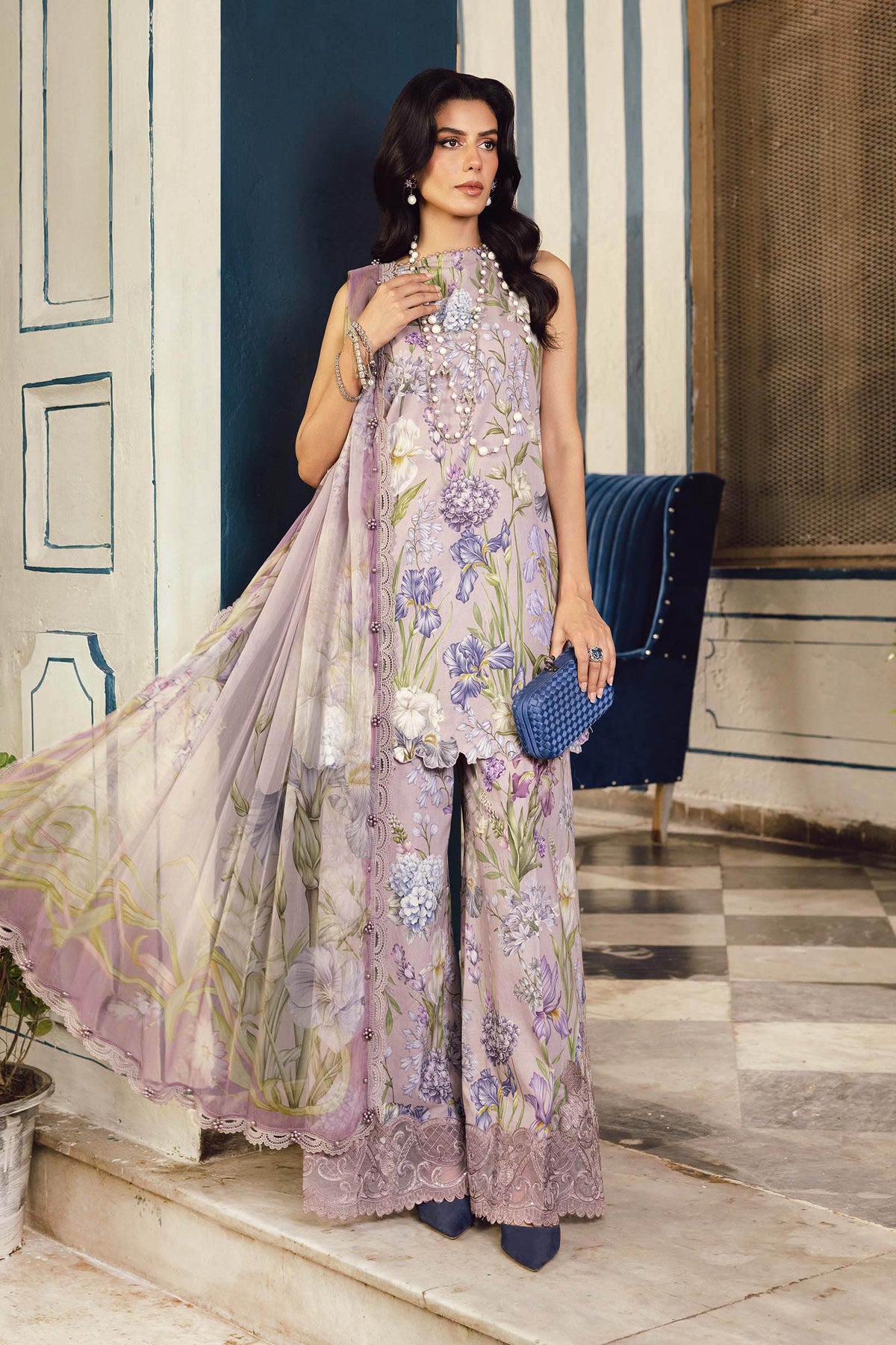MPT-2708-A – authentic Pakistani dress from the Maria B M Prints Winter 25 collection for women in the UK