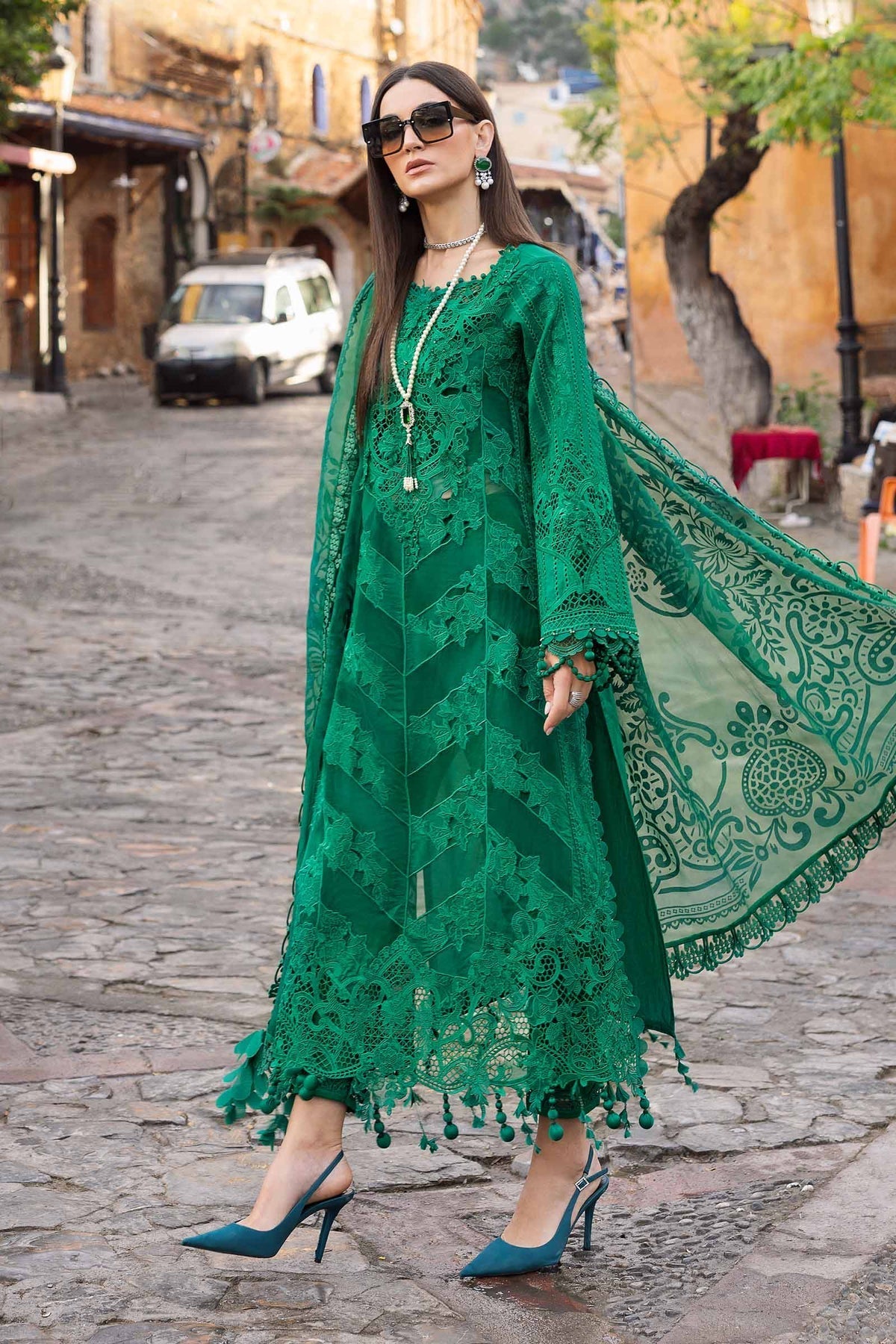 Maria B | Luxury Lawn 25 | D-2508-B by Maria B - Designer Dress - Type: Ladies Clothes - Available at Libayah - 100% Original