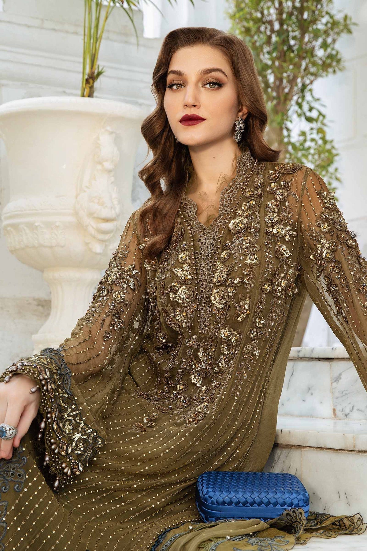 Maria B | Chiffon Formals 24 | Chiffon Suit | MPC-24-108 by Maria B - Designer Dress - Type: Formal - Available at Libayah - 100% Original
