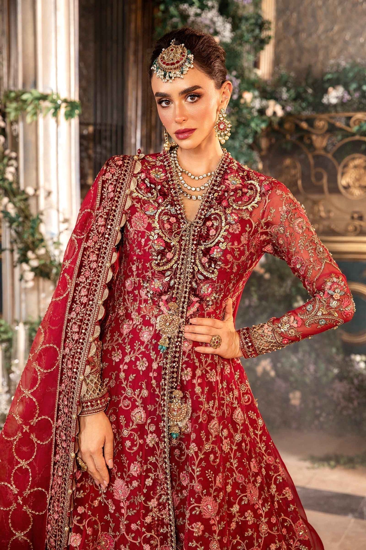 Maria B | Mbroidered Formals 24 | Organza Suit | BD-2908 by Maria B - Designer Dress  - Type : Wedding Dress - Available at Libayah - 100% Original 