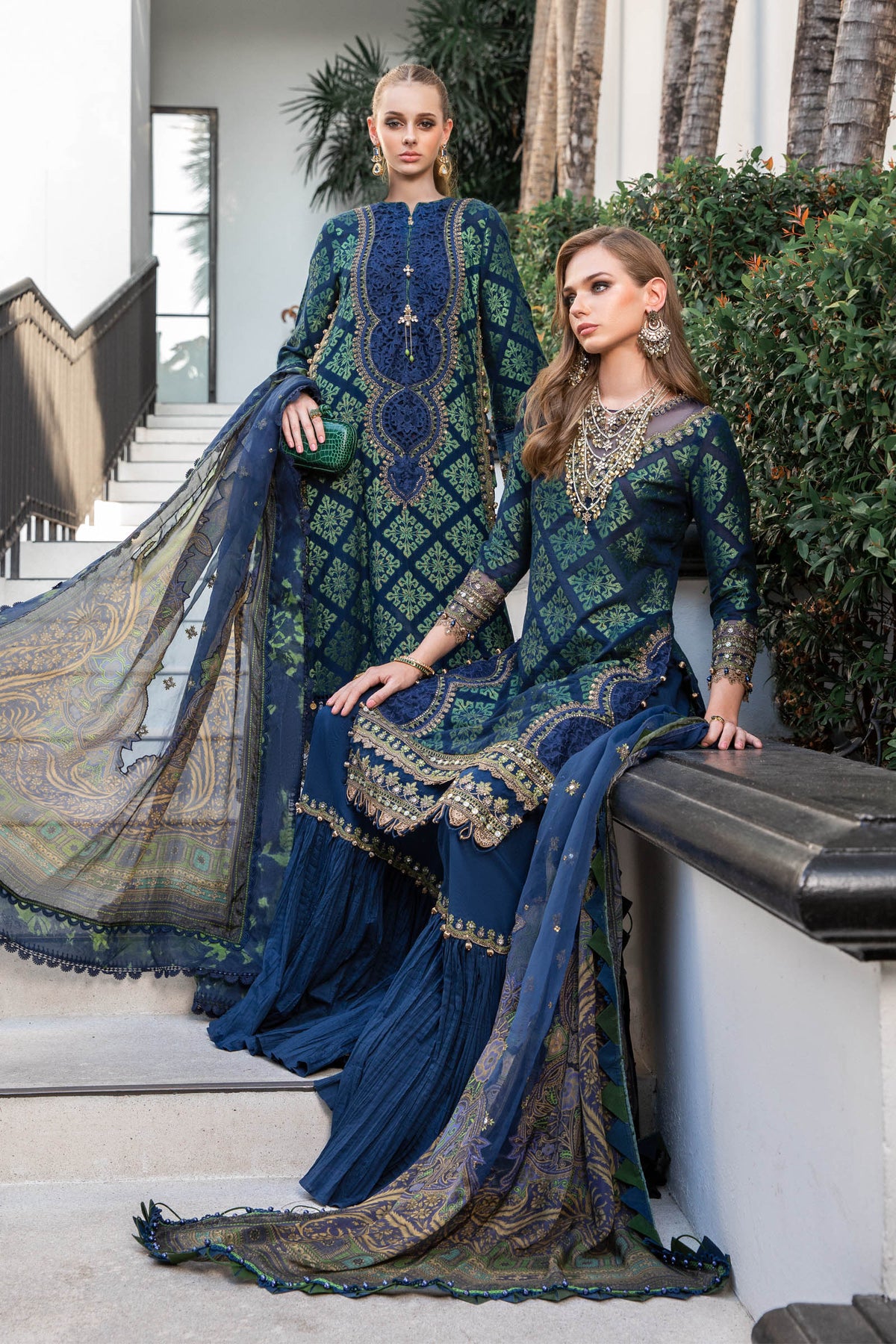 Maria B | Luxury Lawn | EL-23-08-Blue by Maria B - Designer Dress - Type: Ladies Clothes - Available at Libayah - 100% Original