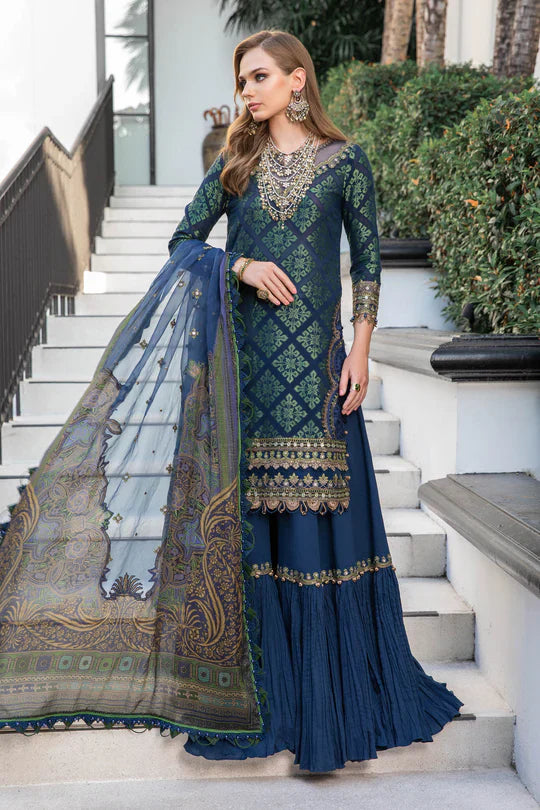 Maria B | Luxury Lawn | EL-23-08-Blue by Maria B - Designer Dress - Type: Ladies Clothes - Available at Libayah - 100% Original