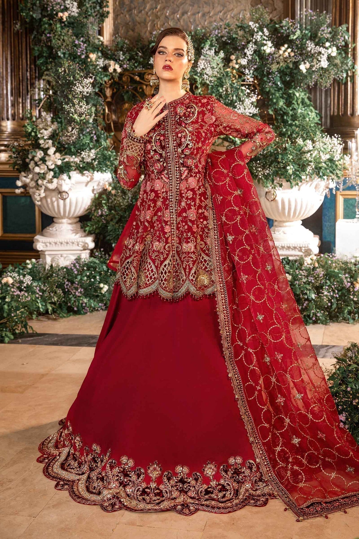 Maria B | Mbroidered Formals 24 | Organza Suit | BD-2908 by Maria B - Designer Dress  - Type : Wedding Dress - Available at Libayah - 100% Original 