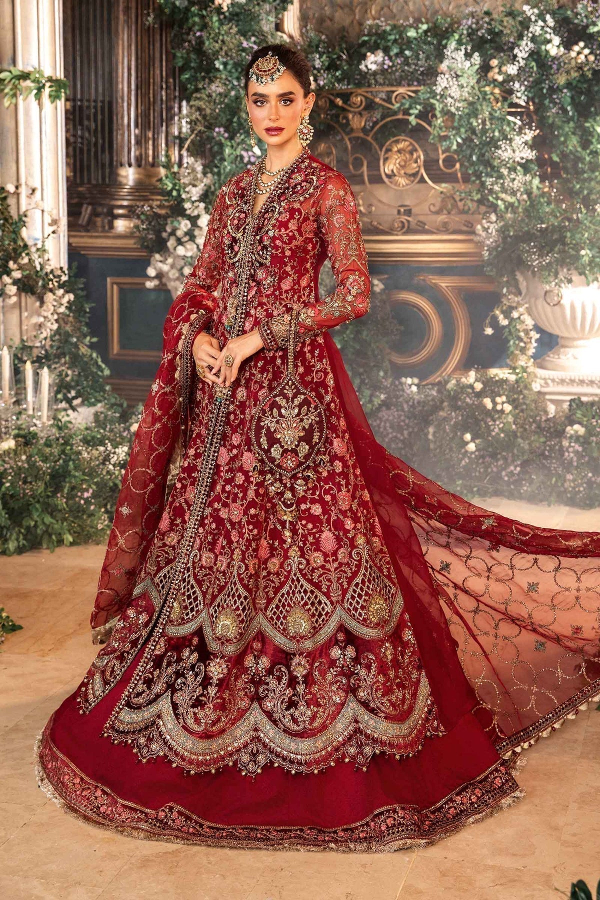 Maria B | Mbroidered Formals 24 | Organza Suit | BD-2908 by Maria B - Designer Dress  - Type : Wedding Dress - Available at Libayah - 100% Original 