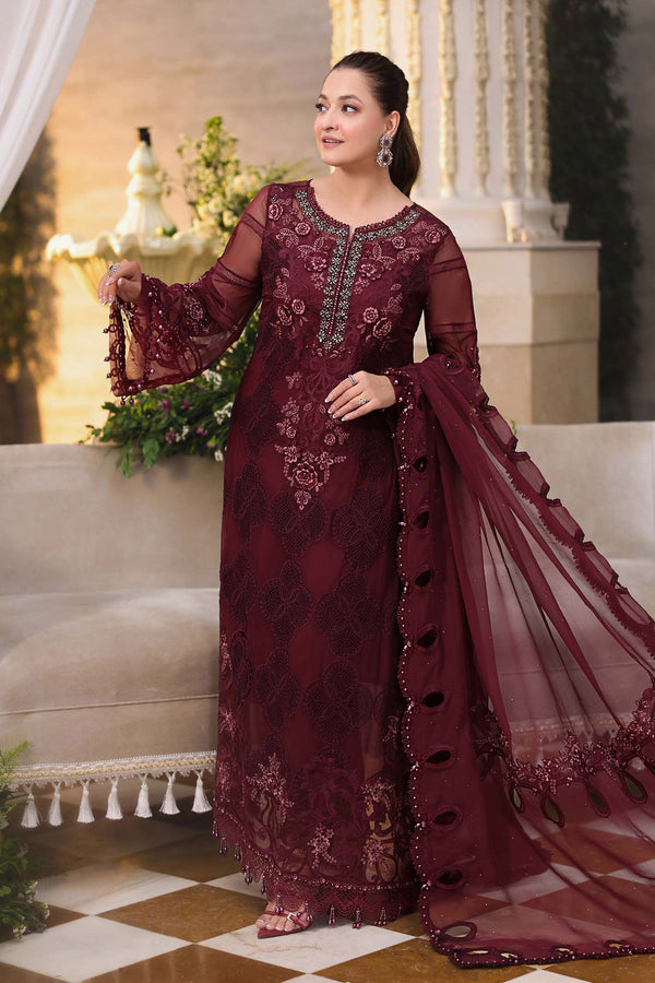 Maria b | Chiffon Formals 26 | MPC-26-108-Burgundy by Maria B - Designer Dress  - Type : Ladies Clothes - Available at Libayah - 100% Original 