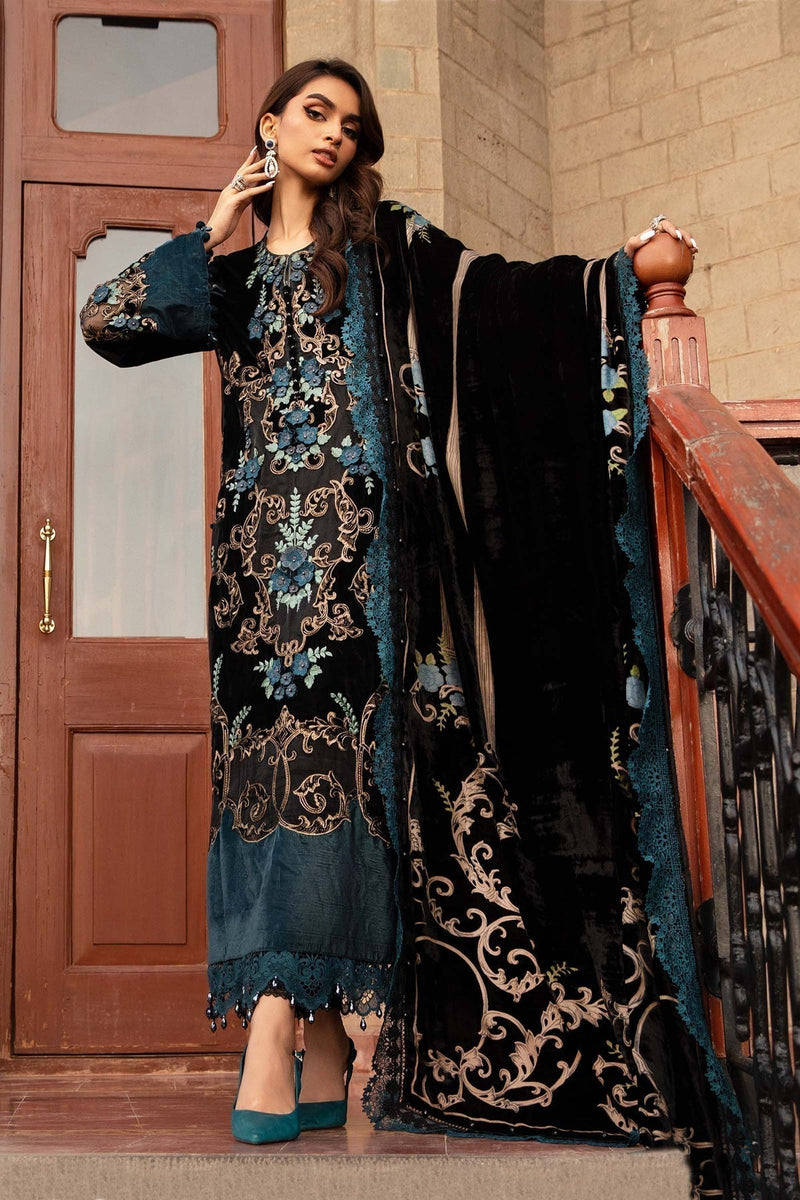Maria B | Winter Luxe 24 | Velvet DL-1208 by Maria B - Designer Dress  - Type : Ladies Clothes - Available at Libayah - 100% Original 
