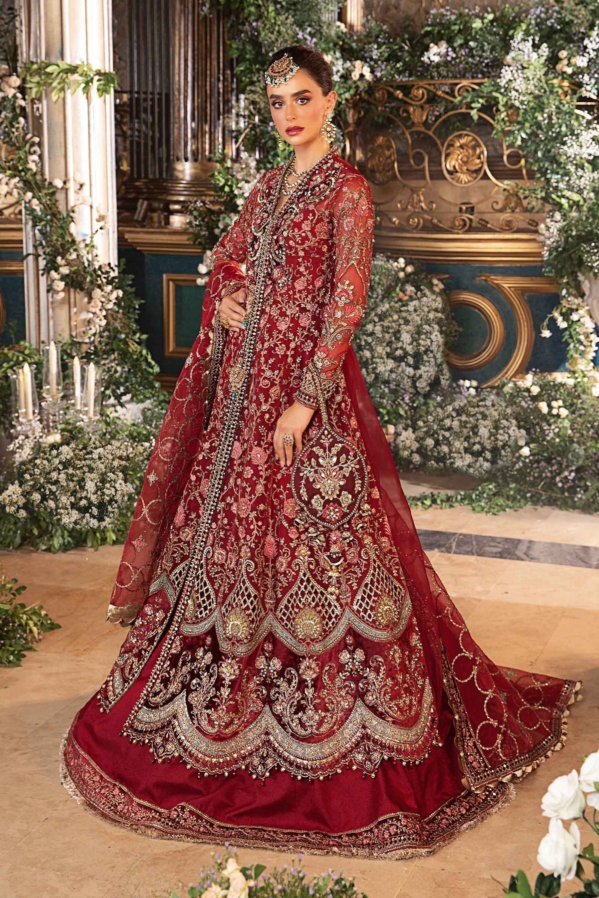 Maria B | Mbroidered Formals 24 | Organza Suit | BD-2908 by Maria B - Designer Dress  - Type : Wedding Dress - Available at Libayah - 100% Original 