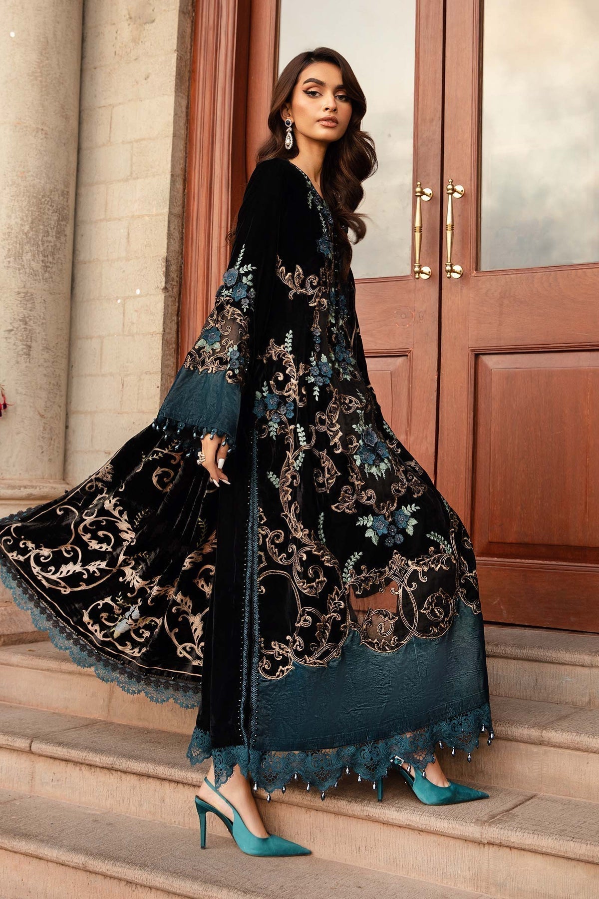 Maria B | Winter Luxe 24 | Velvet DL-1208 by Maria B - Designer Dress  - Type : Ladies Clothes - Available at Libayah - 100% Original 