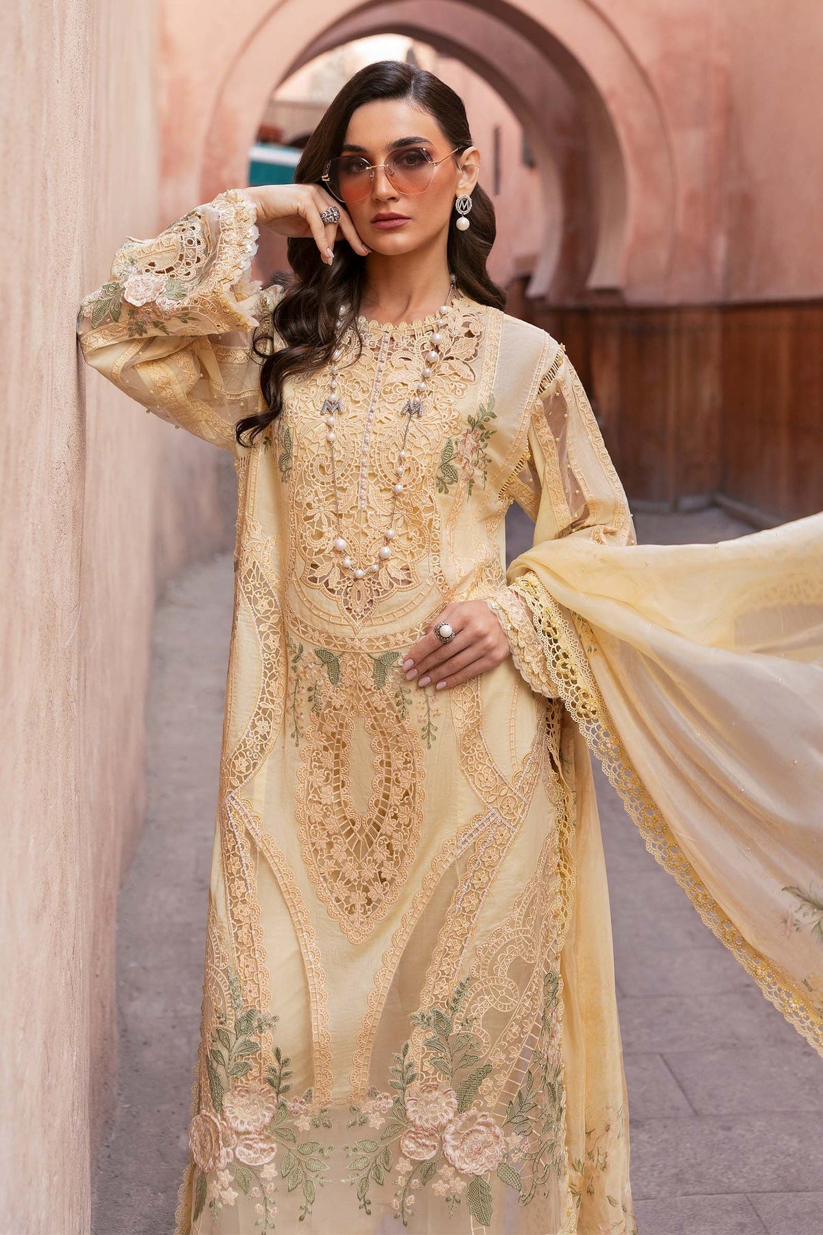 Maria B | Luxury Lawn 25 | D-2509-A by Maria B - Designer Dress - Type: Ladies Clothes - Available at Libayah - 100% Original