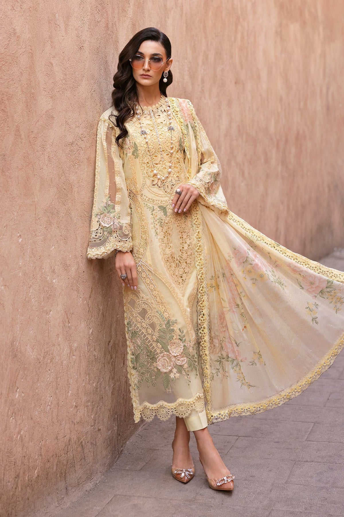 Maria B | Luxury Lawn 25 | D-2509-A by Maria B - Designer Dress - Type: Ladies Clothes - Available at Libayah - 100% Original