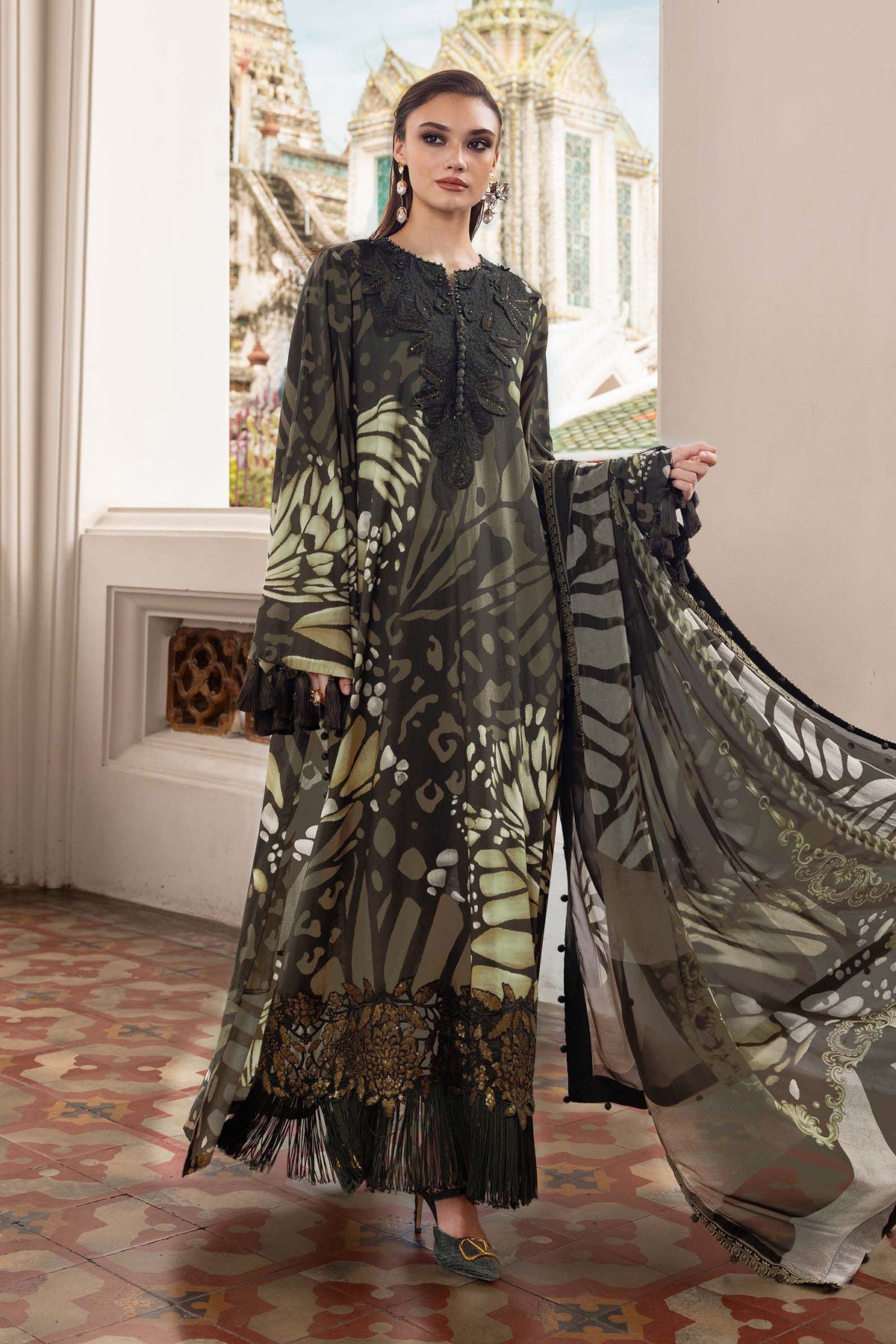 Maria B | M Prints Winter 25 | MPT-2809-A by Maria B - Designer Dress  - Type : Ladies Clothes - Available at Libayah - 100% Original 