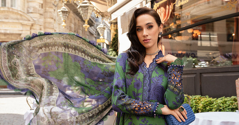 Maria B | M Prints Fall Edit 24 | MPT-2309-B by Maria B - Designer Dress  - Type : Ladies Clothes - Available at Libayah - 100% Original 