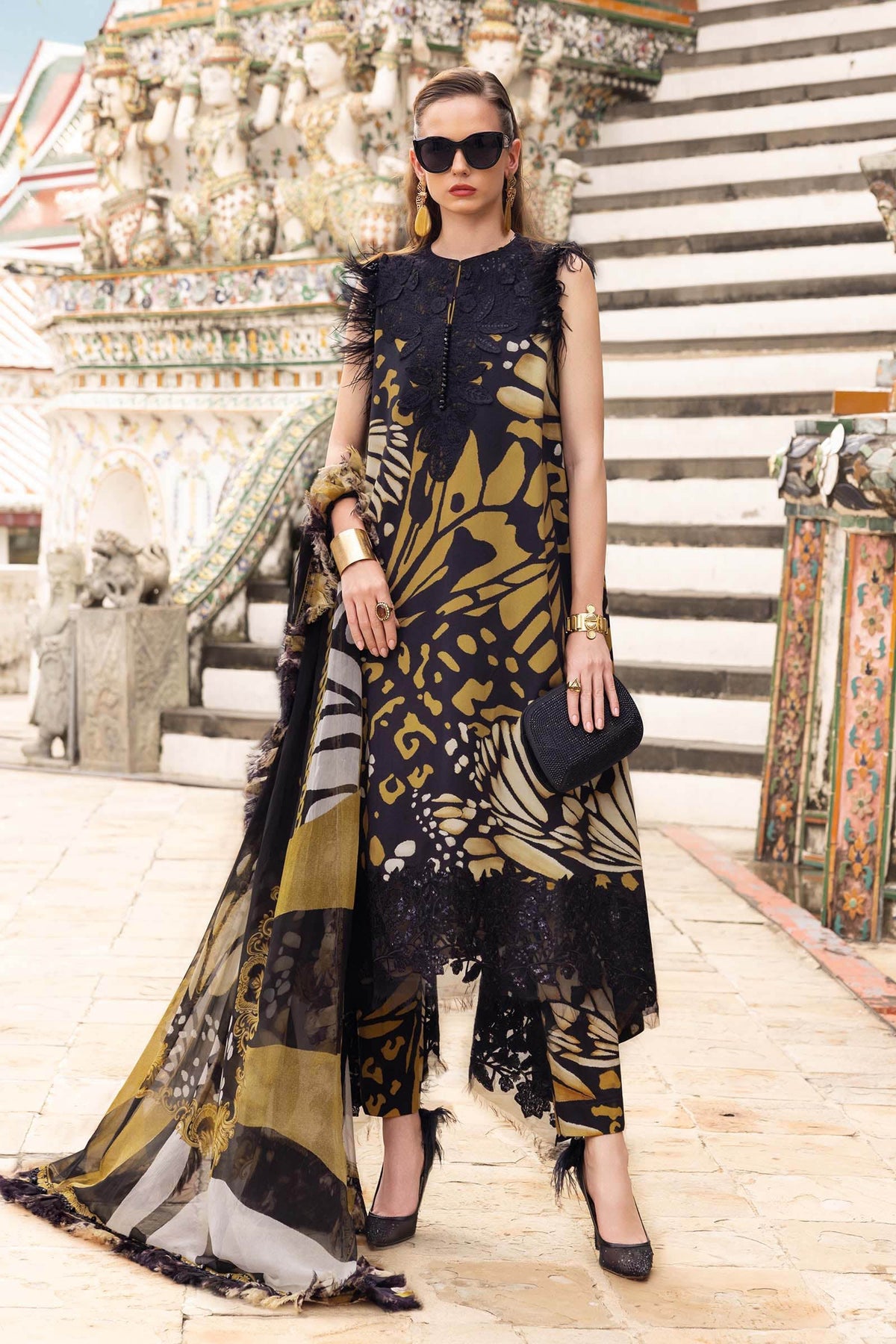 Maria B | M Prints Winter 25 | MPT-2809-B by Maria B - Designer Dress  - Type : Ladies Clothes - Available at Libayah - 100% Original 