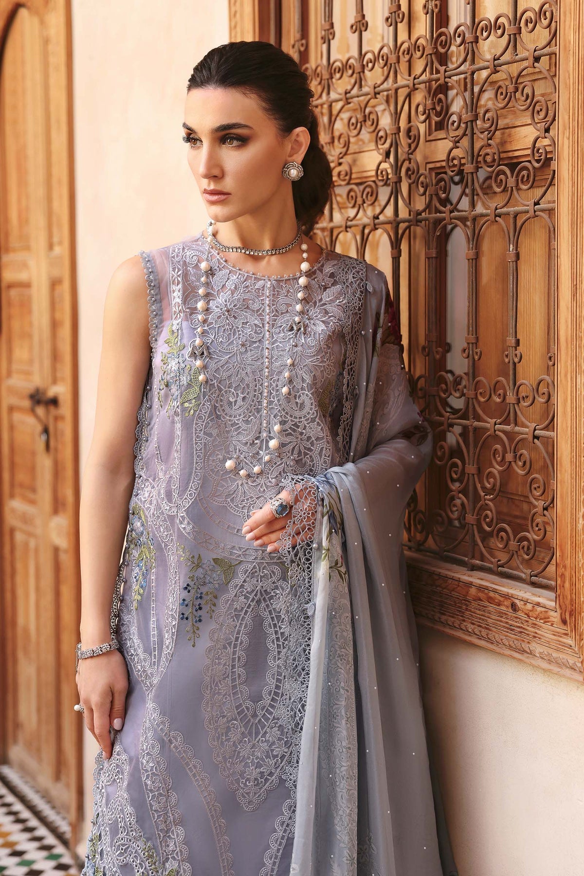 Maria B | Luxury Lawn 25 | D-2509-B by Maria B - Designer Dress - Type: Ladies Clothes - Available at Libayah - 100% Original