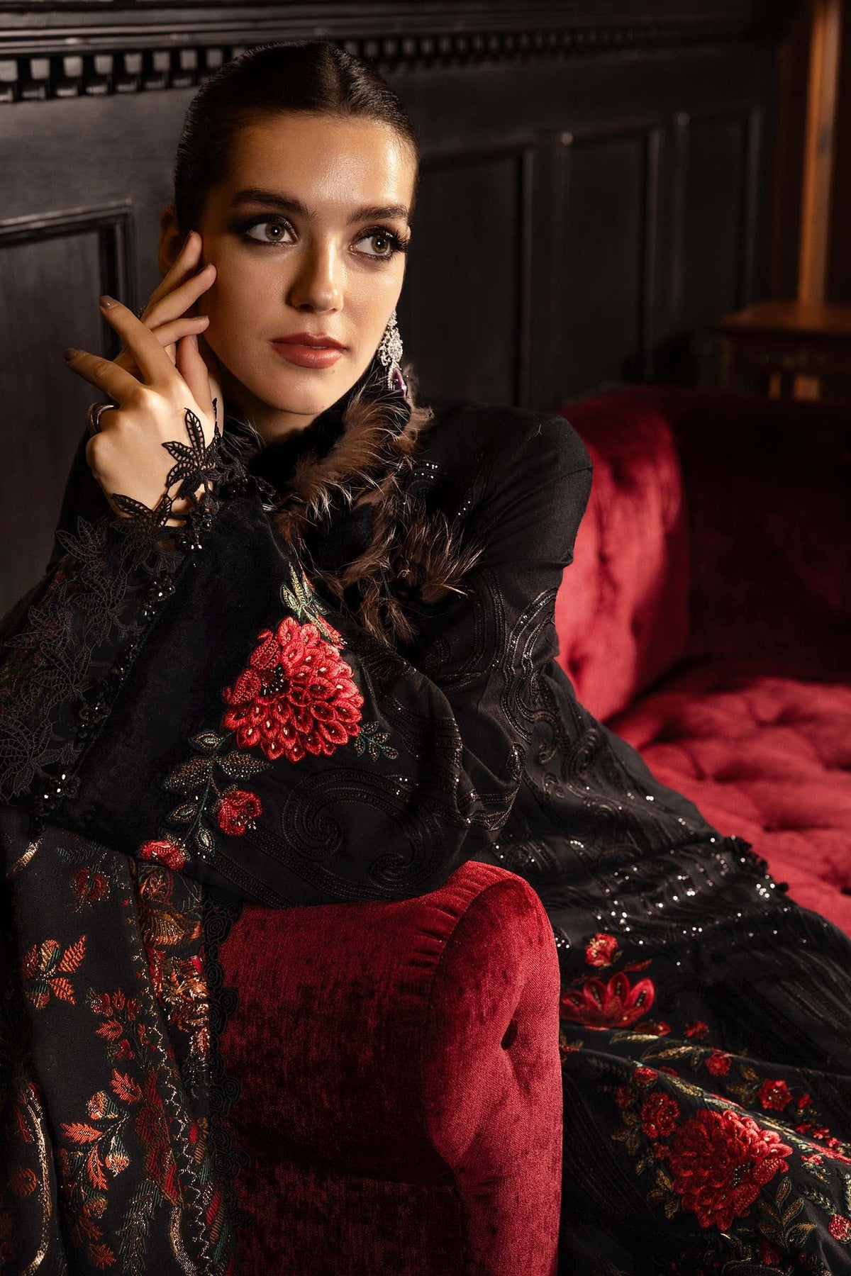 Maria B | Winter Luxe 25 | WL-1309 by Maria B - Designer Dress - Type : Ladies Clothes - Available at Libayah - 100% Original 
