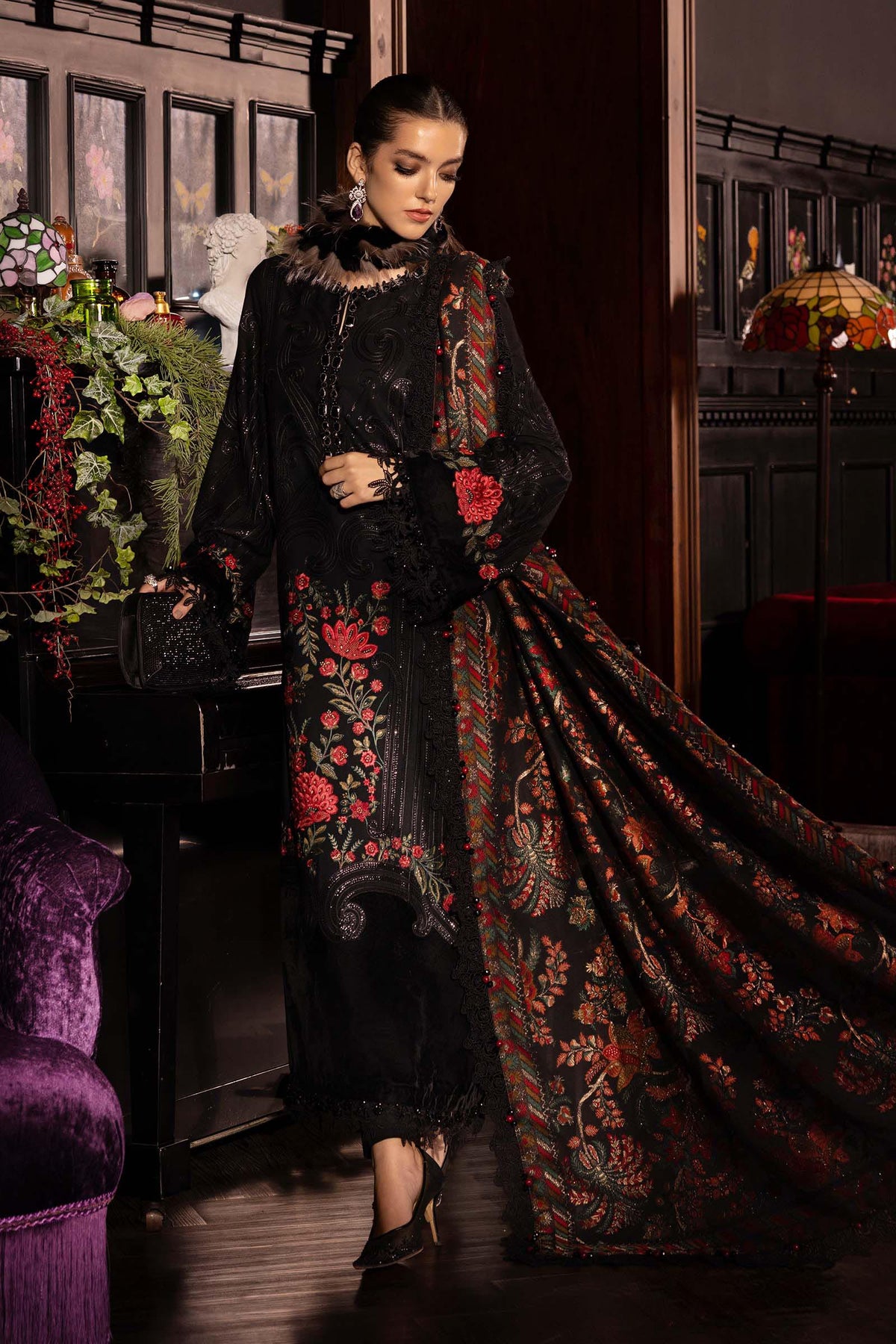 Maria B | Winter Luxe 25 | WL-1309 by Maria B - Designer Dress - Type : Ladies Clothes - Available at Libayah - 100% Original 