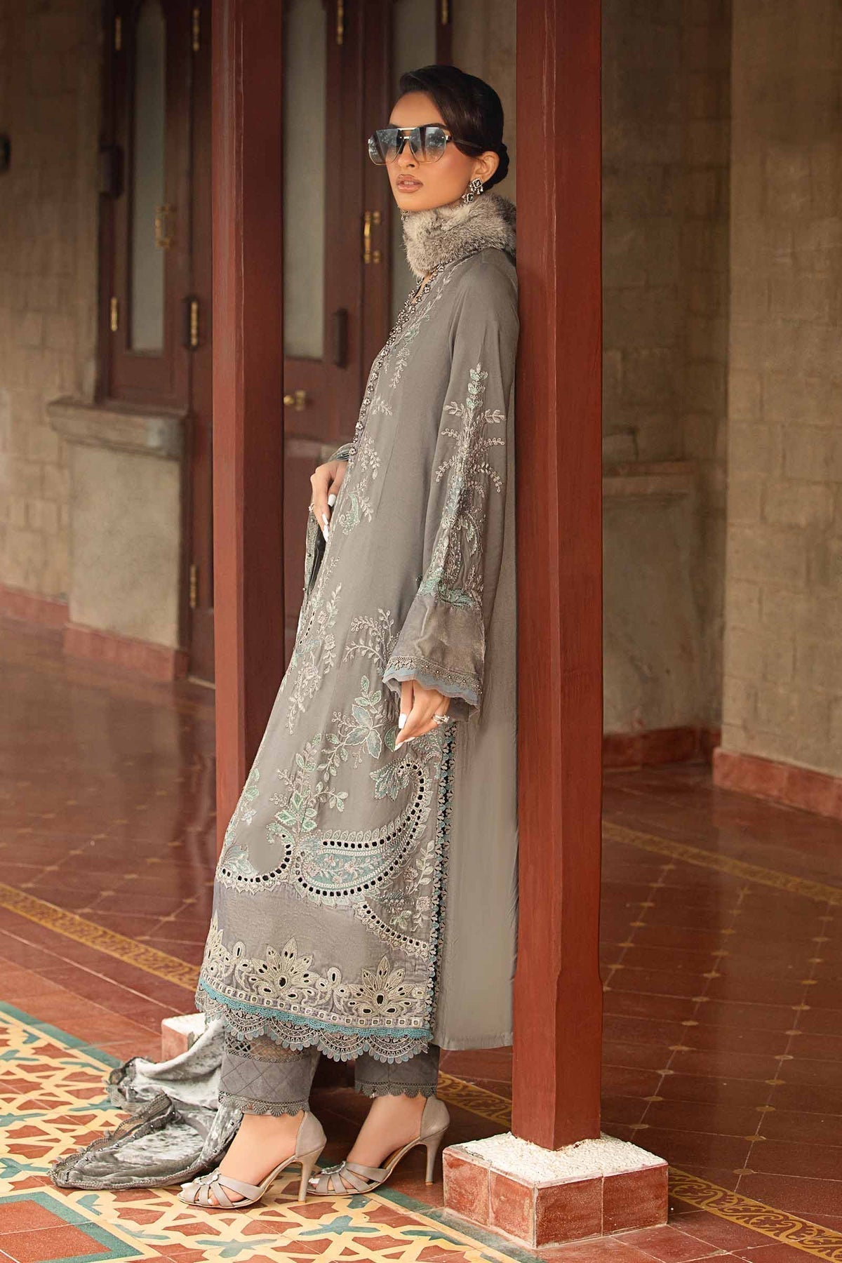 Maria B | Winter Luxe 24 | Velvet DL-1209 by Maria B - Designer Dress  - Type : Ladies Clothes - Available at Libayah - 100% Original 