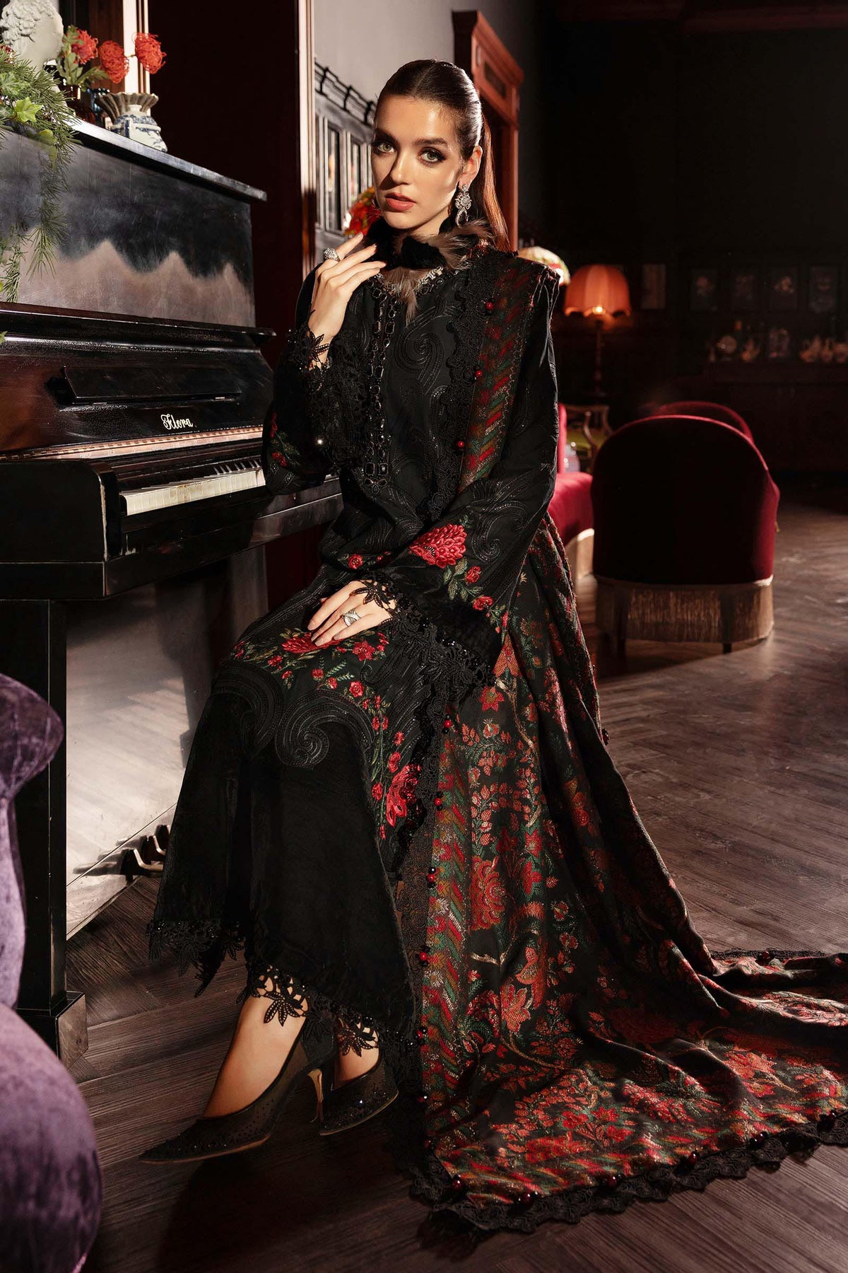 Maria B | Winter Luxe 25 | WL-1309 by Maria B - Designer Dress - Type : Ladies Clothes - Available at Libayah - 100% Original 
