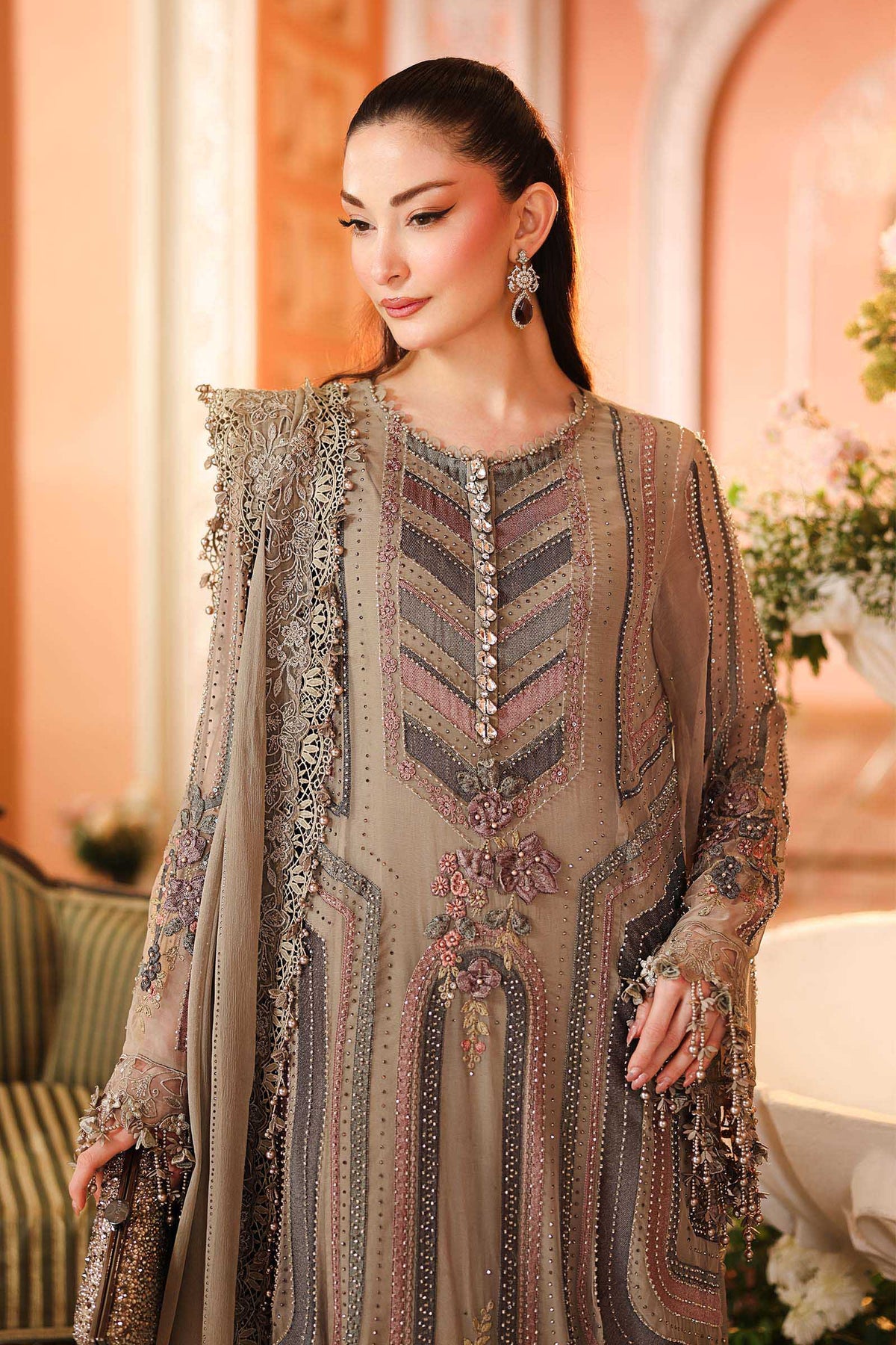 Maria B | Royale Tea Affair | MPC-26-201-Antique Grey by Maria B - Designer Dress  - Type : Ladies Clothes - Available at Libayah - 100% Original 