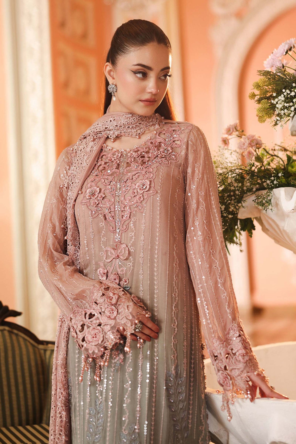 Maria B | Royale Tea Affair | MPC-26-202-Ombre Blossom by Maria B - Designer Dress  - Type : Ladies Clothes - Available at Libayah - 100% Original 