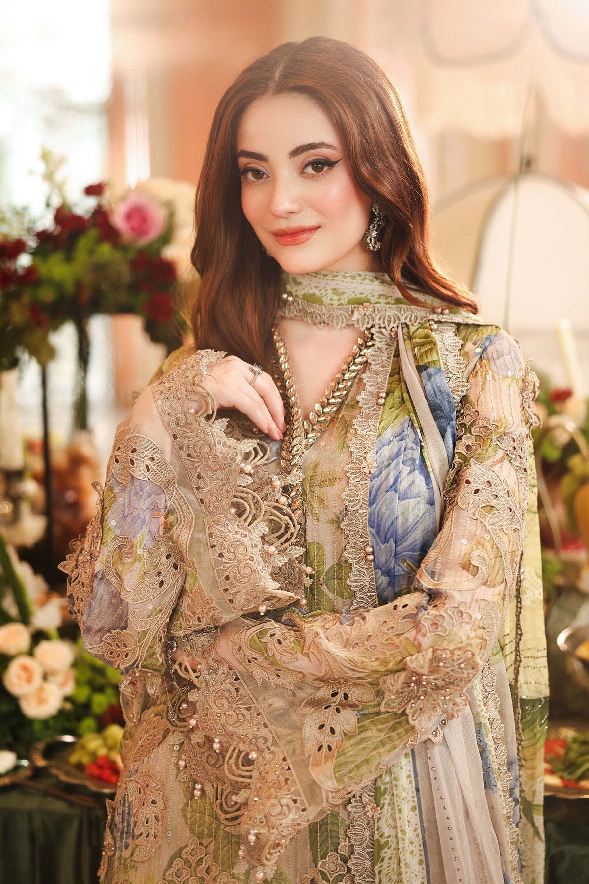 Maria B | Royale Tea Affair | MPC-26-203-Warm Beige by Maria B - Designer Dress  - Type : Ladies Clothes - Available at Libayah - 100% Original 