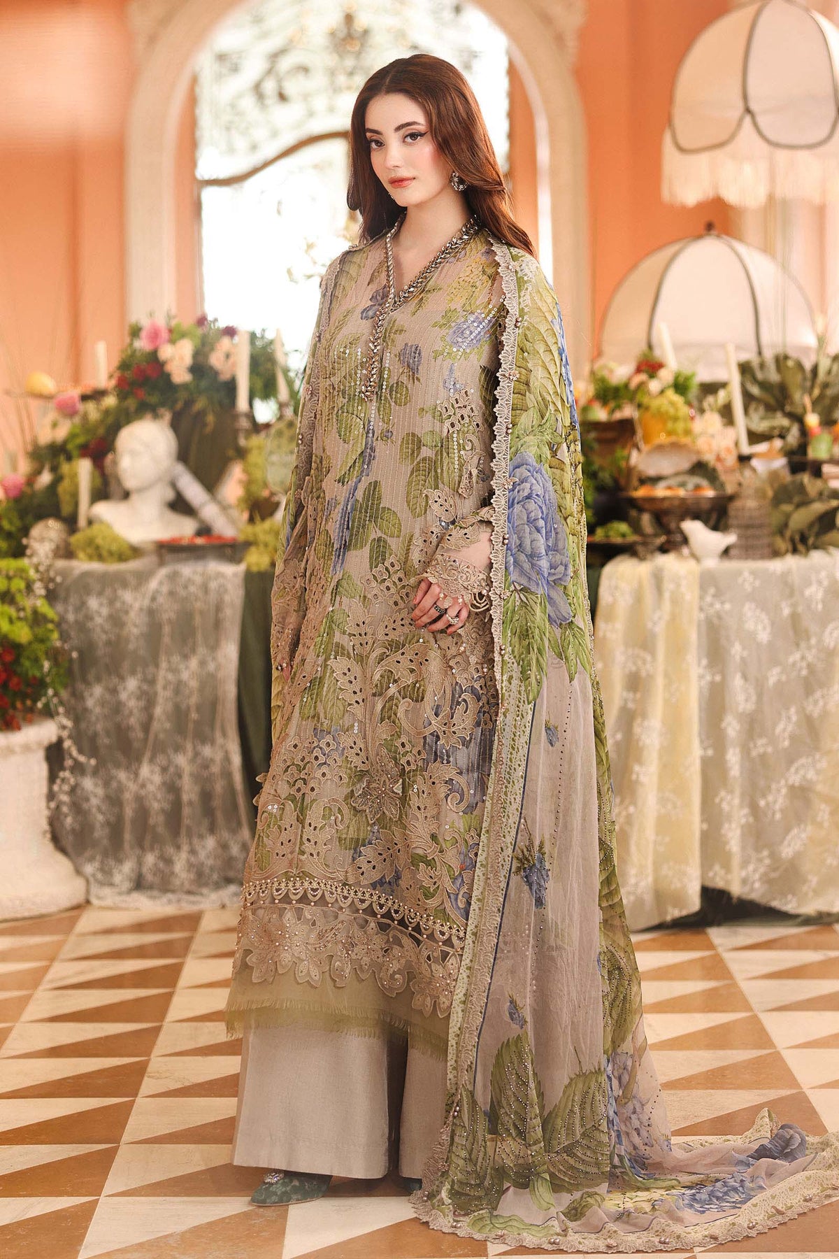 Maria B | Royale Tea Affair | MPC-26-203-Warm Beige by Maria B - Designer Dress  - Type : Ladies Clothes - Available at Libayah - 100% Original 