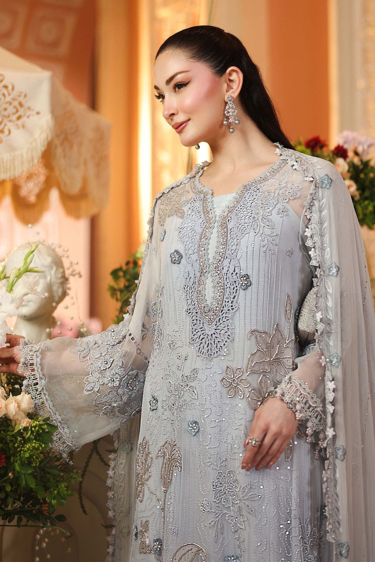 Maria B | Royale Tea Affair | MPC-26-206-Muted Blue by Maria B - Designer Dress  - Type : Ladies Clothes - Available at Libayah - 100% Original 