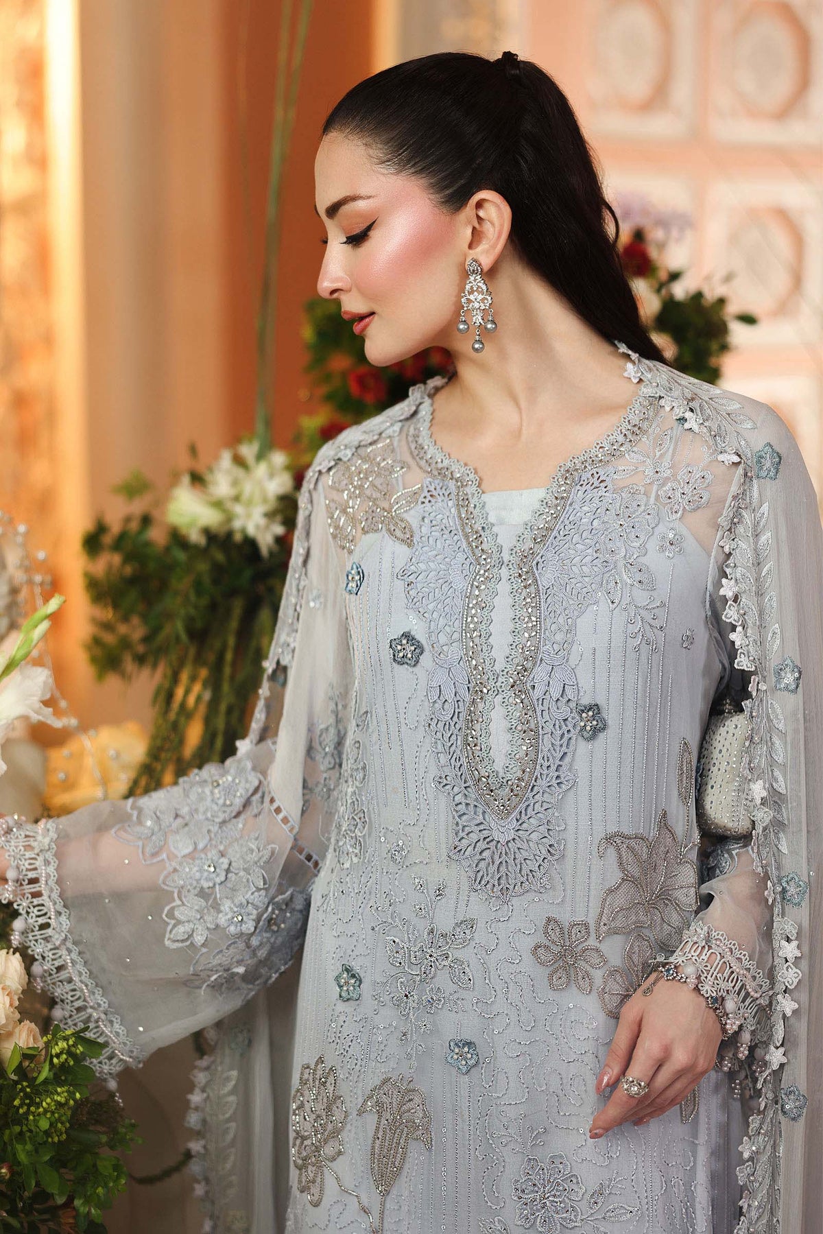 Maria B | Royale Tea Affair | MPC-26-206-Muted Blue by Maria B - Designer Dress  - Type : Ladies Clothes - Available at Libayah - 100% Original 