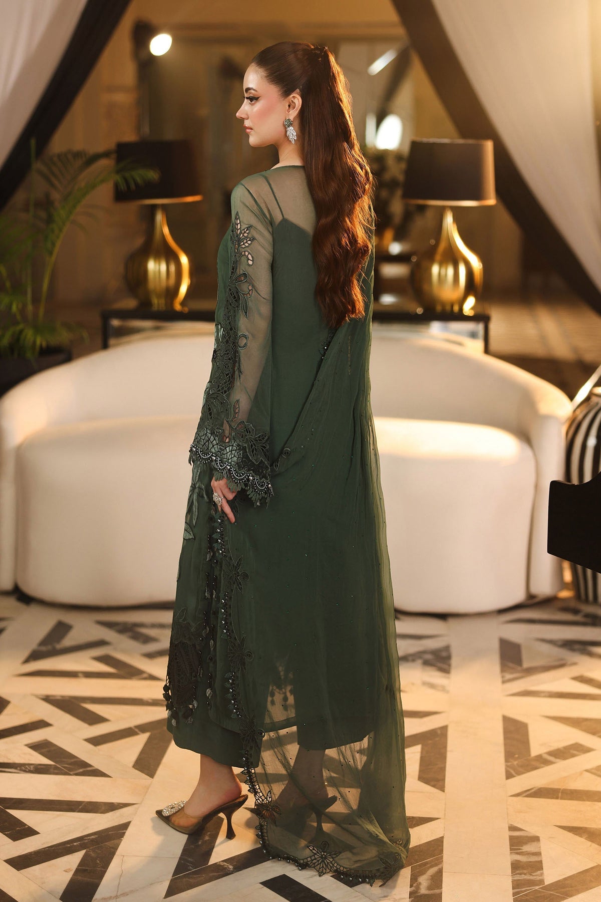 Maria B | Royale Tea Affair | MPC-26-207-Pine Green by Maria B - Designer Dress  - Type : Ladies Clothes - Available at Libayah - 100% Original 