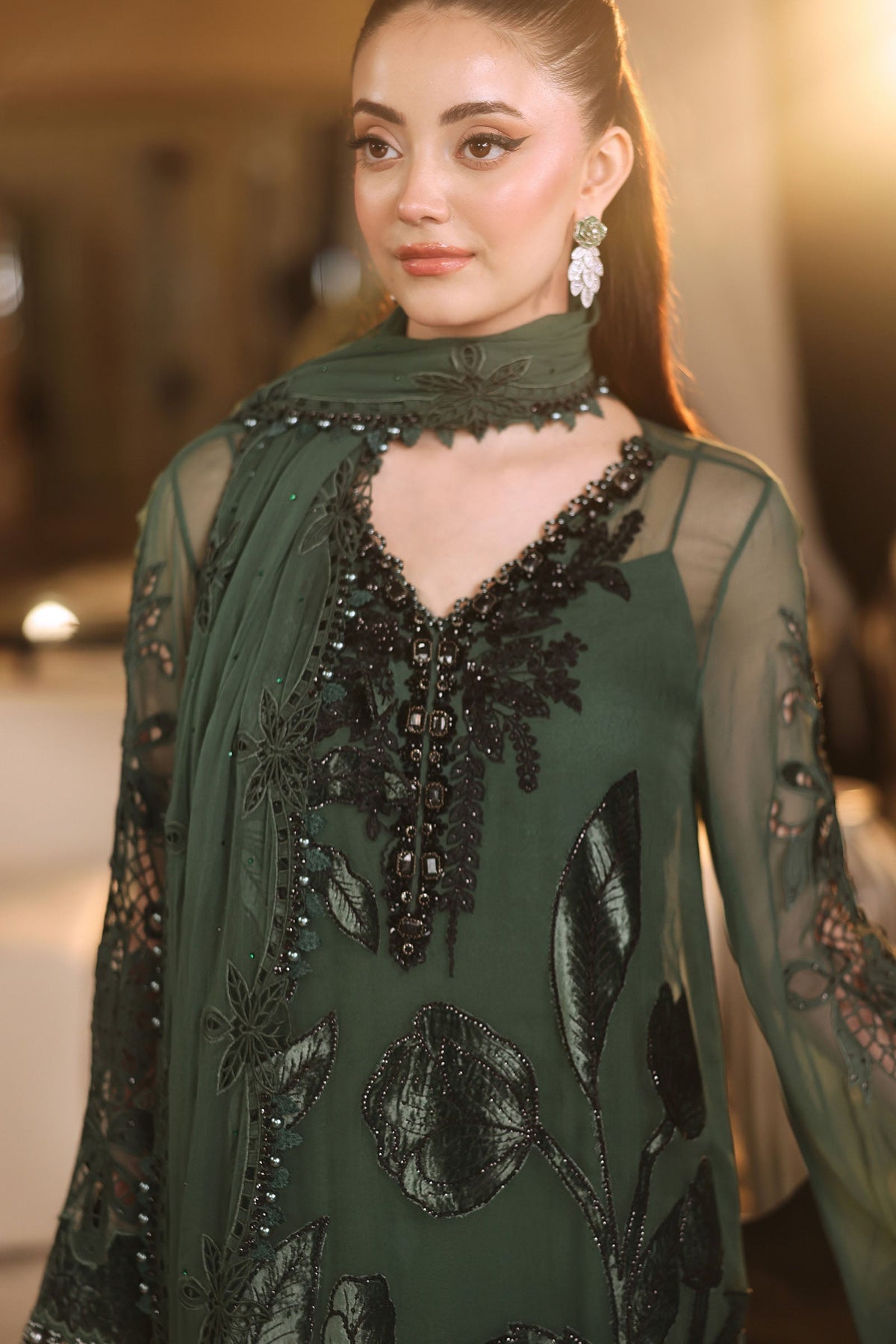 Maria B | Royale Tea Affair | MPC-26-207-Pine Green by Maria B - Designer Dress  - Type : Ladies Clothes - Available at Libayah - 100% Original 