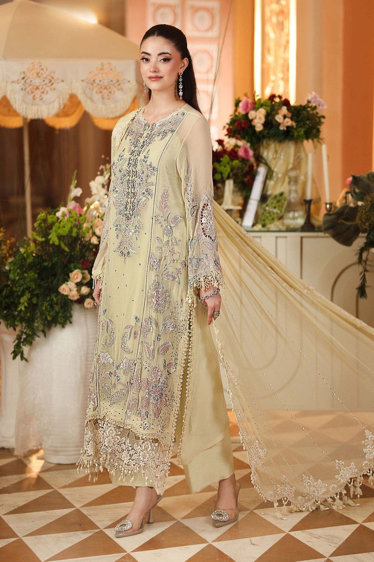 Maria B | Royale Tea Affair | MPC-26-208-Pastle Sunshine by Maria B - Designer Dress  - Type : Ladies Clothes - Available at Libayah - 100% Original 