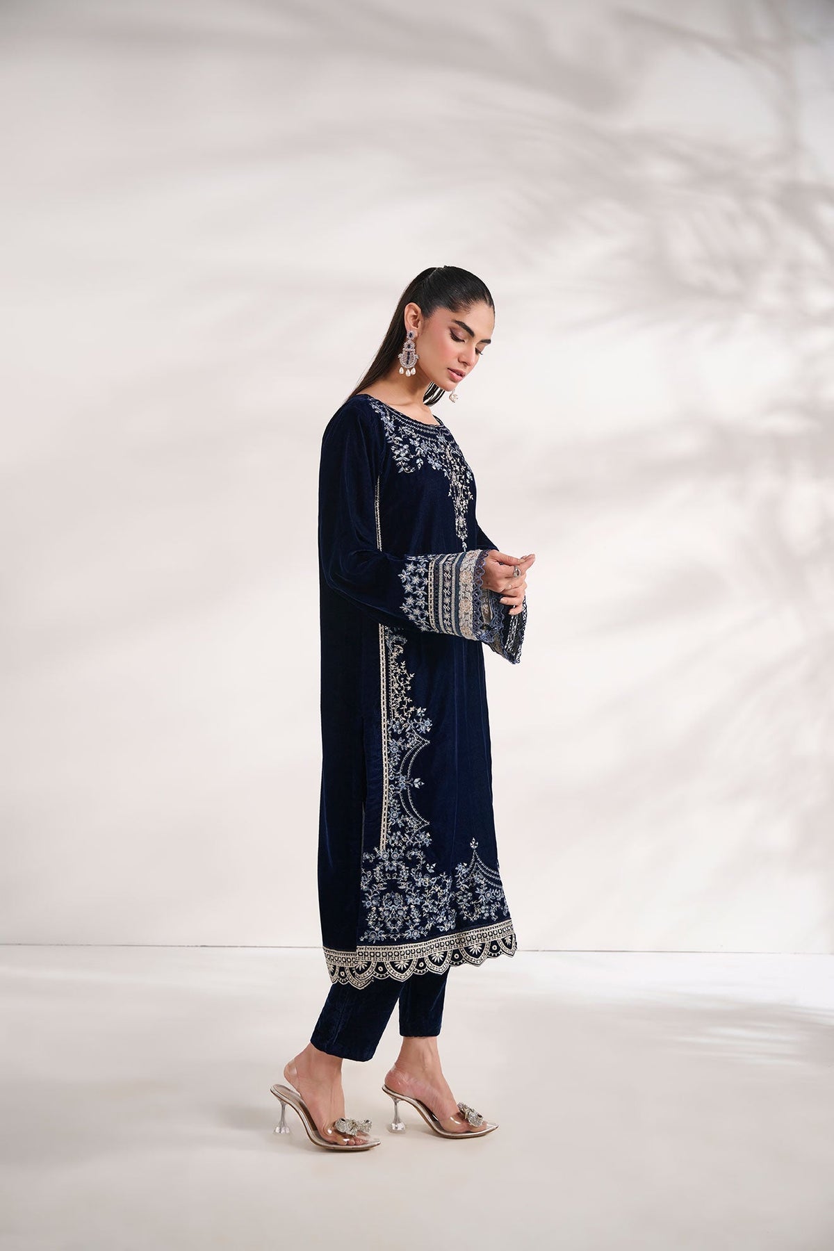 Dhanak | Velvet Edit | FW24DA-1891 NAVY BLUE by Dhanak - Designer Dress - Type: Ladies Clothes - Available at Libayah - 100% Original