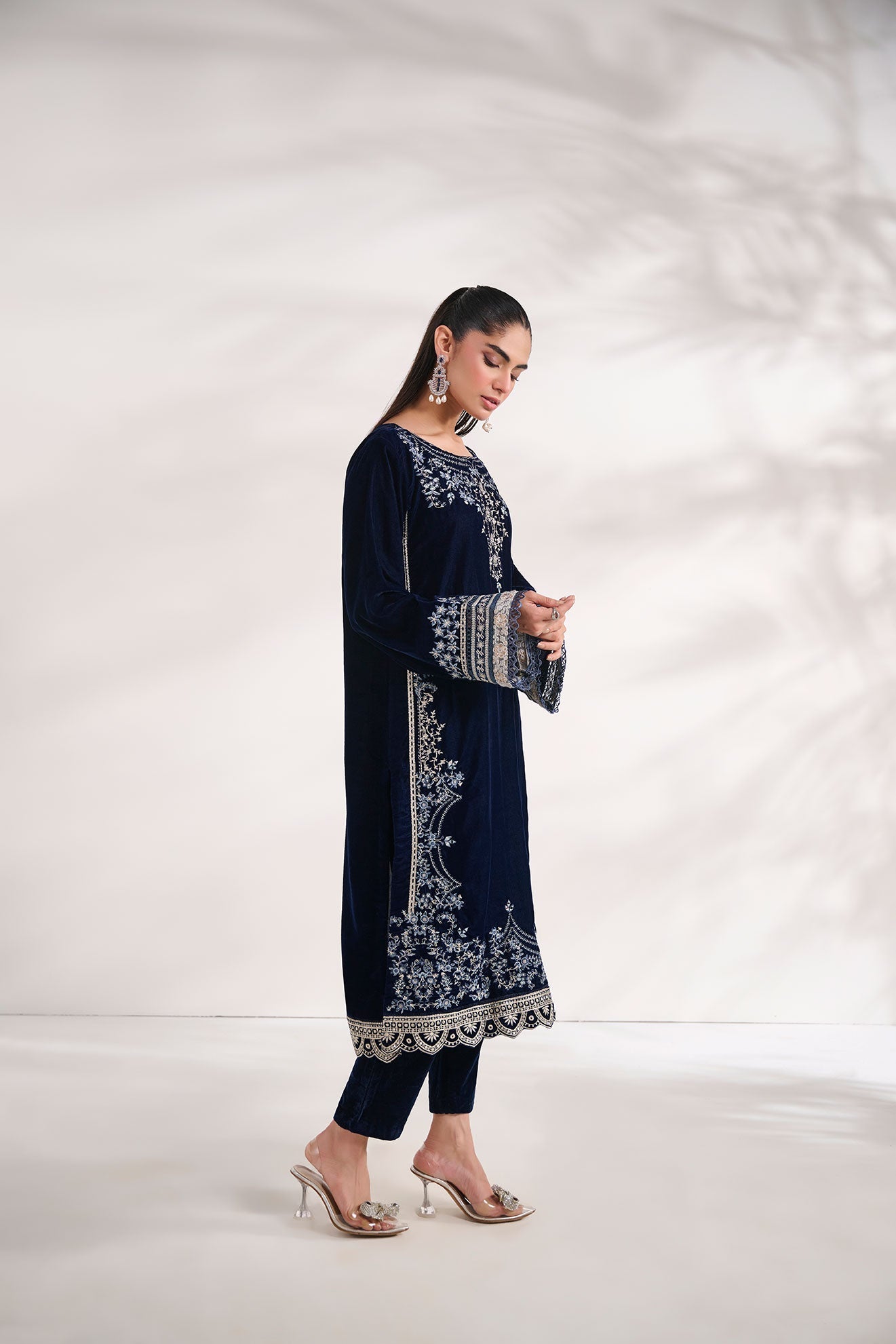 Dhanak | Velvet Edit | FW24DA-1891 NAVY BLUE by Dhanak - Designer Dress - Type: Ladies Clothes - Available at Libayah - 100% Original