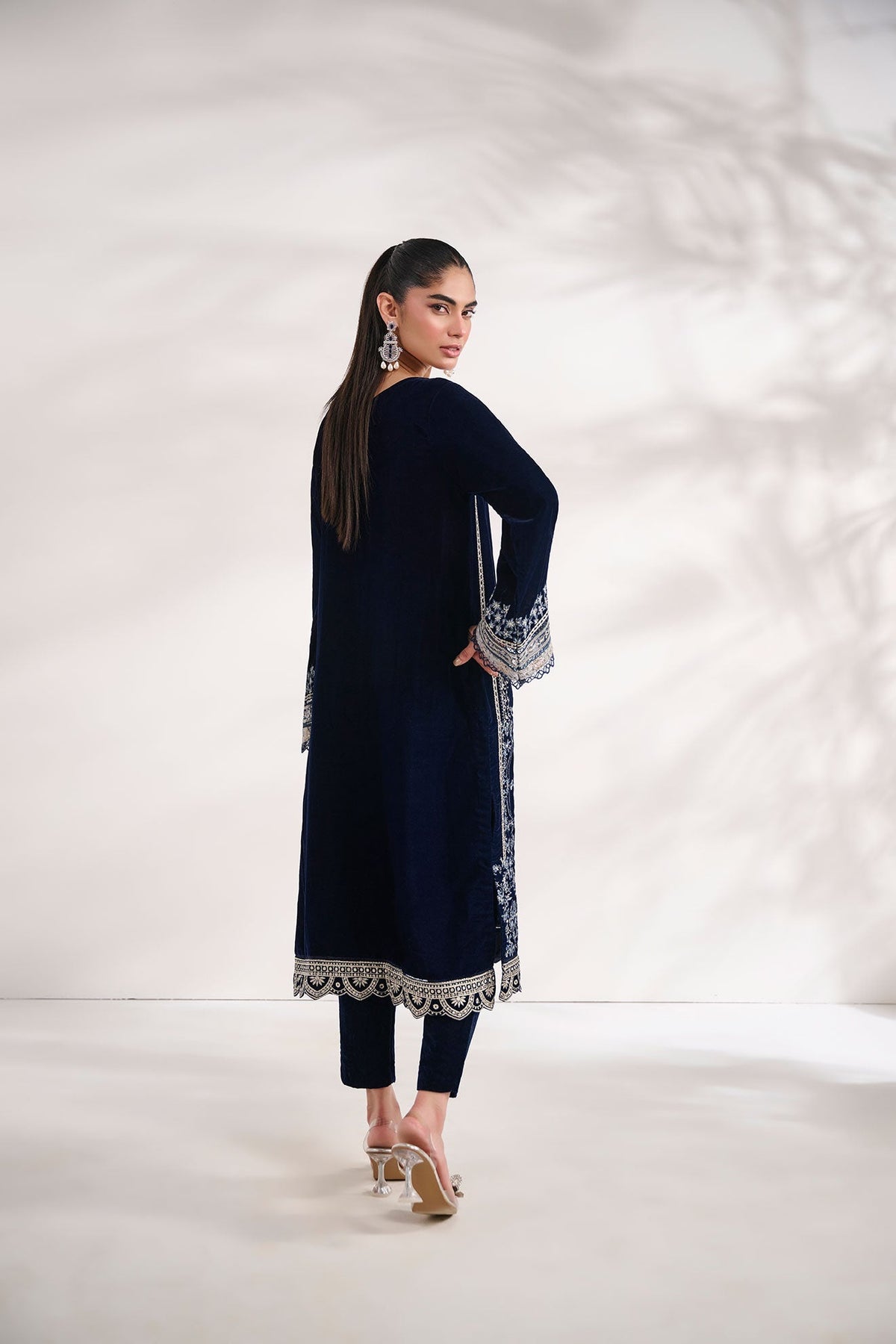 Dhanak | Velvet Edit | FW24DA-1891 NAVY BLUE by Dhanak - Designer Dress - Type: Ladies Clothes - Available at Libayah - 100% Original