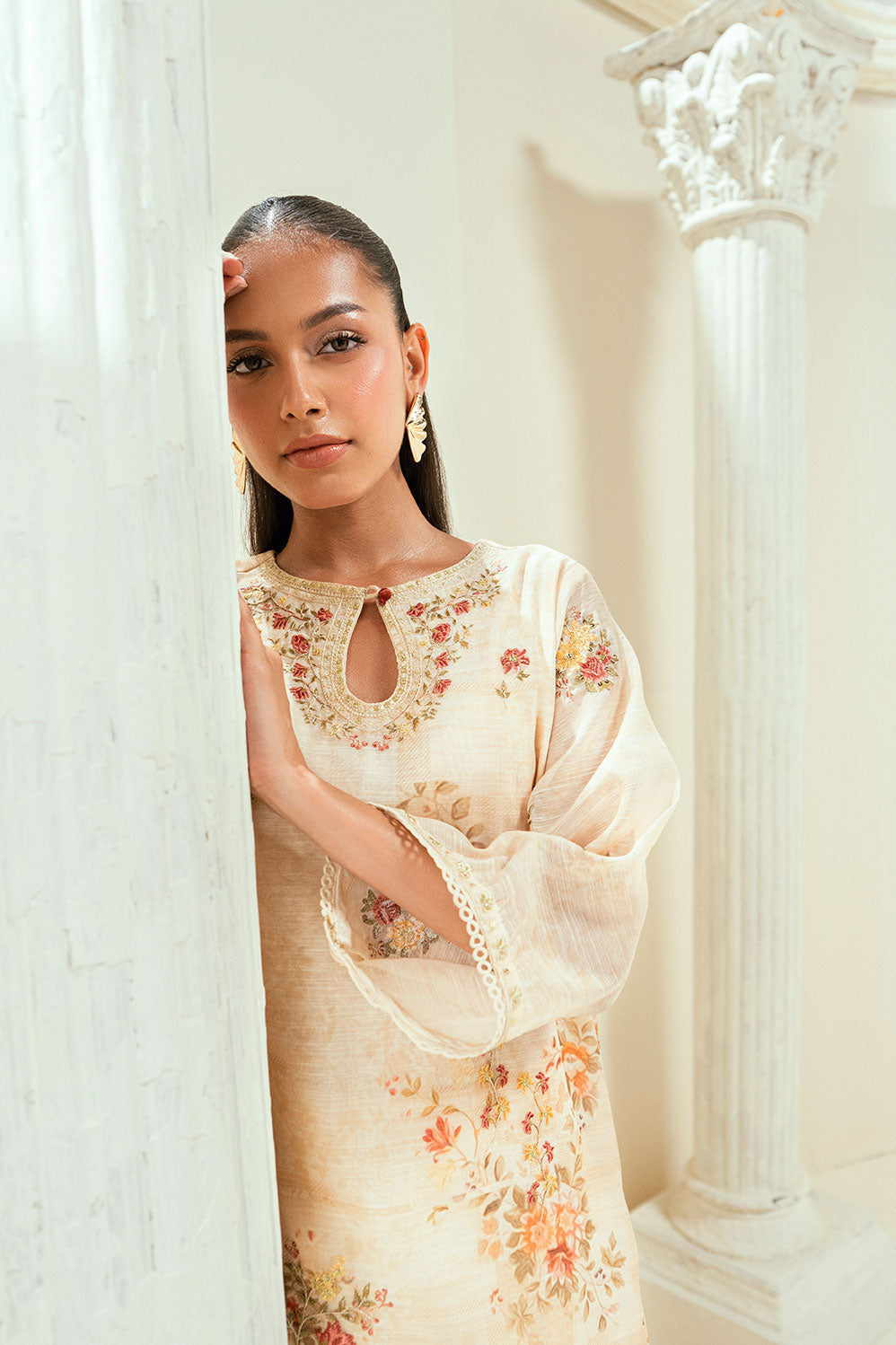 Dhanak | Signature Pret | SS24DA-2586 BEIGE by Dhanak - Designer Dress - Type: Ladies Clothes - Available at Libayah - 100% Original