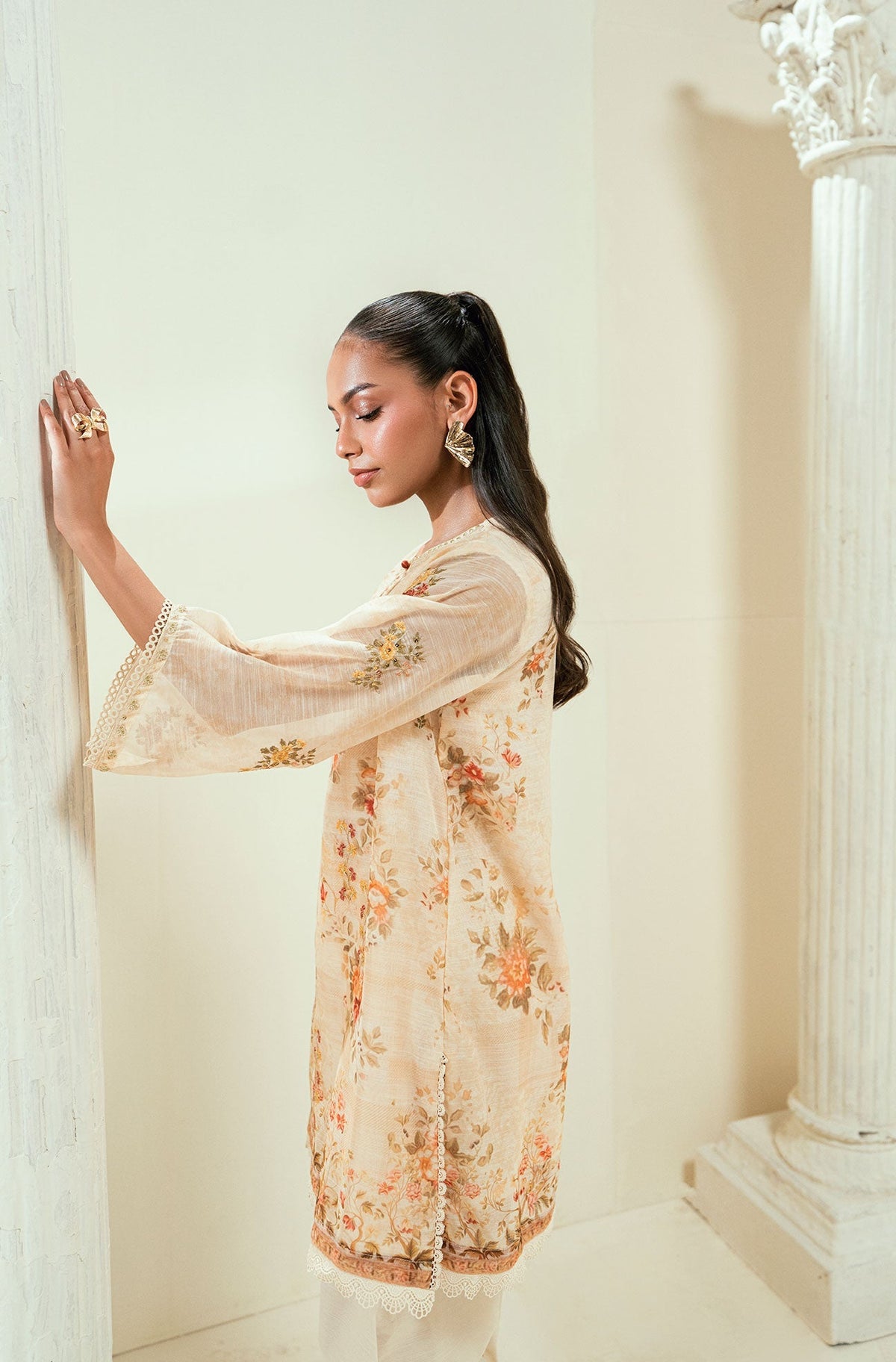 Dhanak | Signature Pret | SS24DA-2586 BEIGE by Dhanak - Designer Dress - Type: Ladies Clothes - Available at Libayah - 100% Original